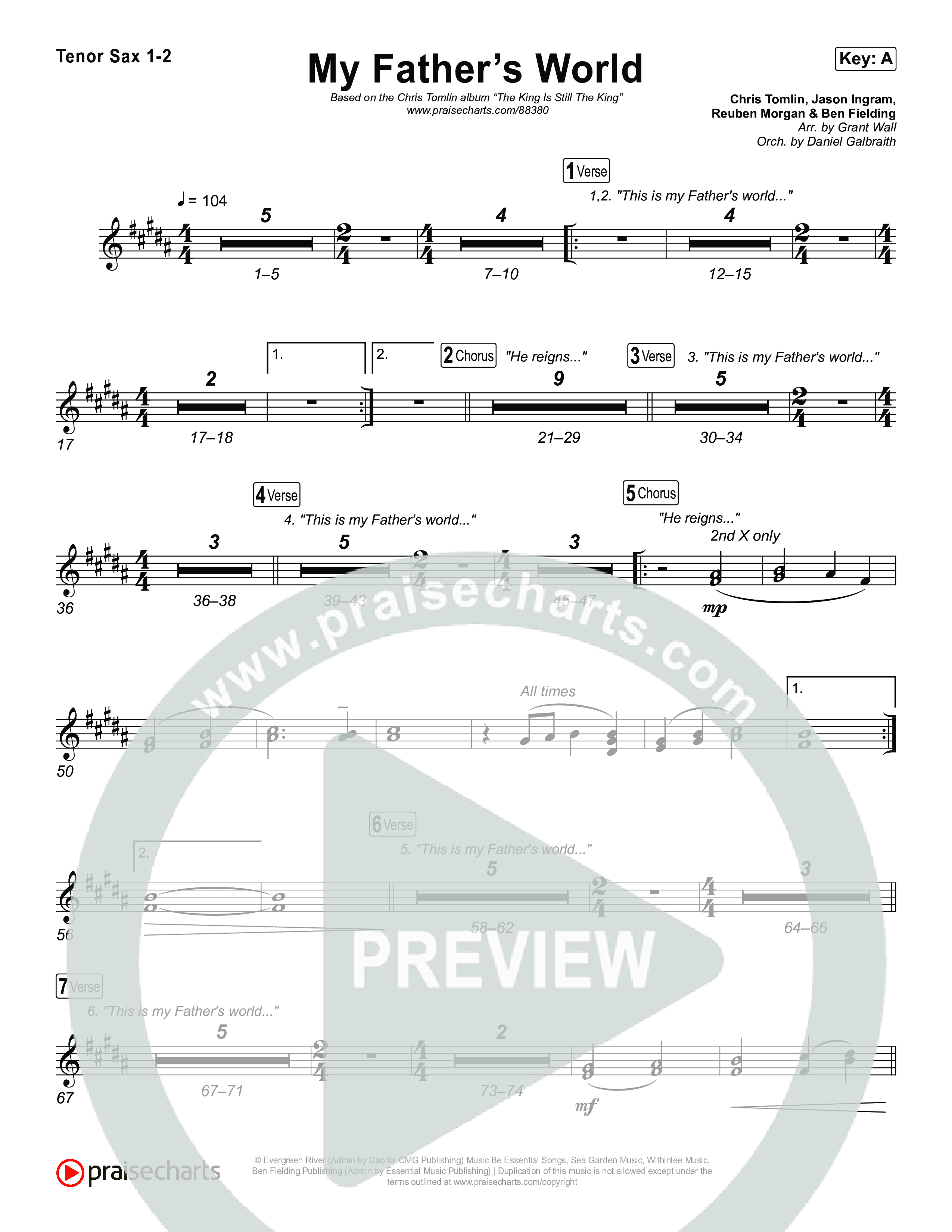 My Father's World Tenor Sax 1,2 (Chris Tomlin)