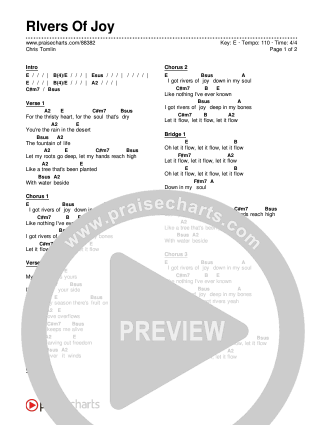 Rivers Of Joy Chords & Lyrics (Chris Tomlin)