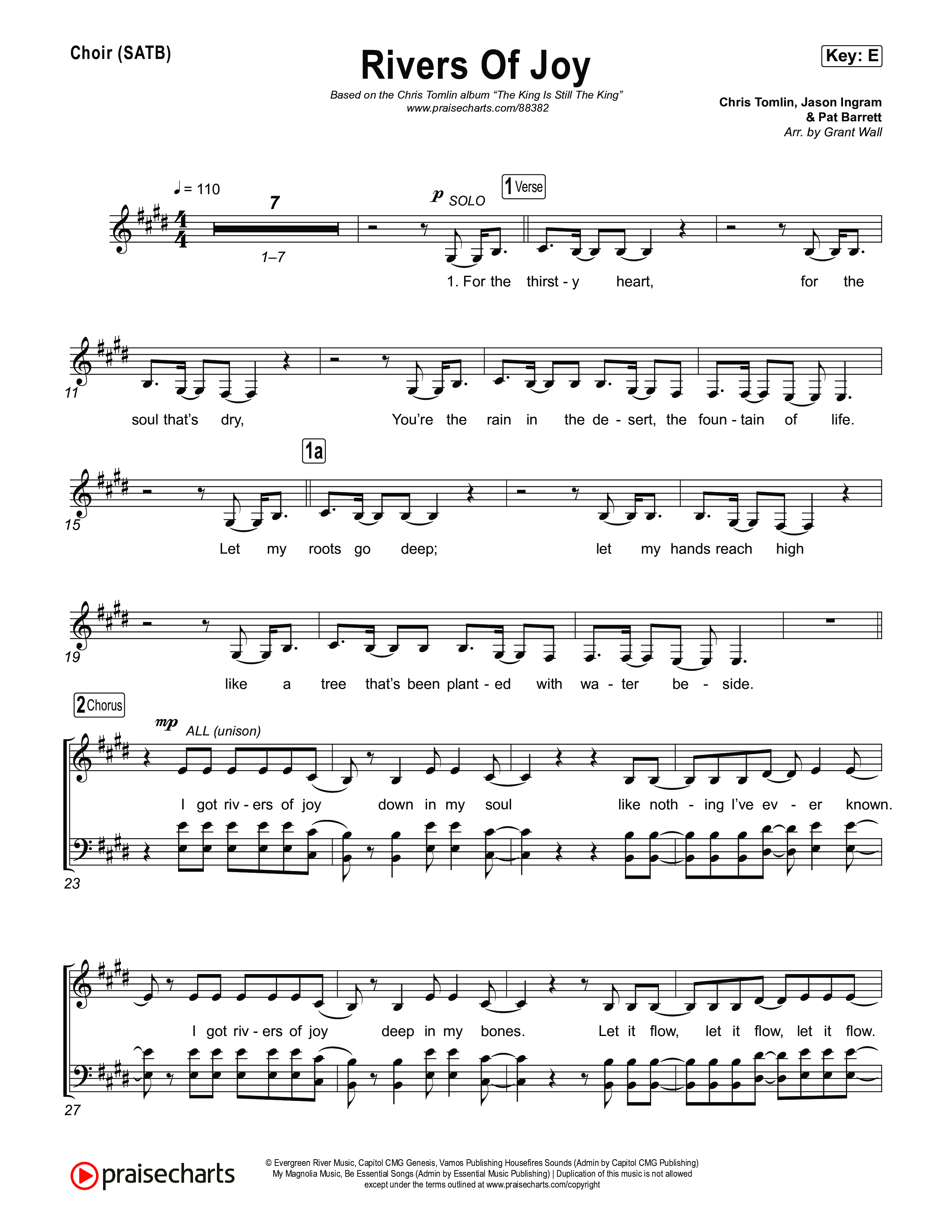 Rivers Of Joy Choir Sheet (SATB) (Chris Tomlin)