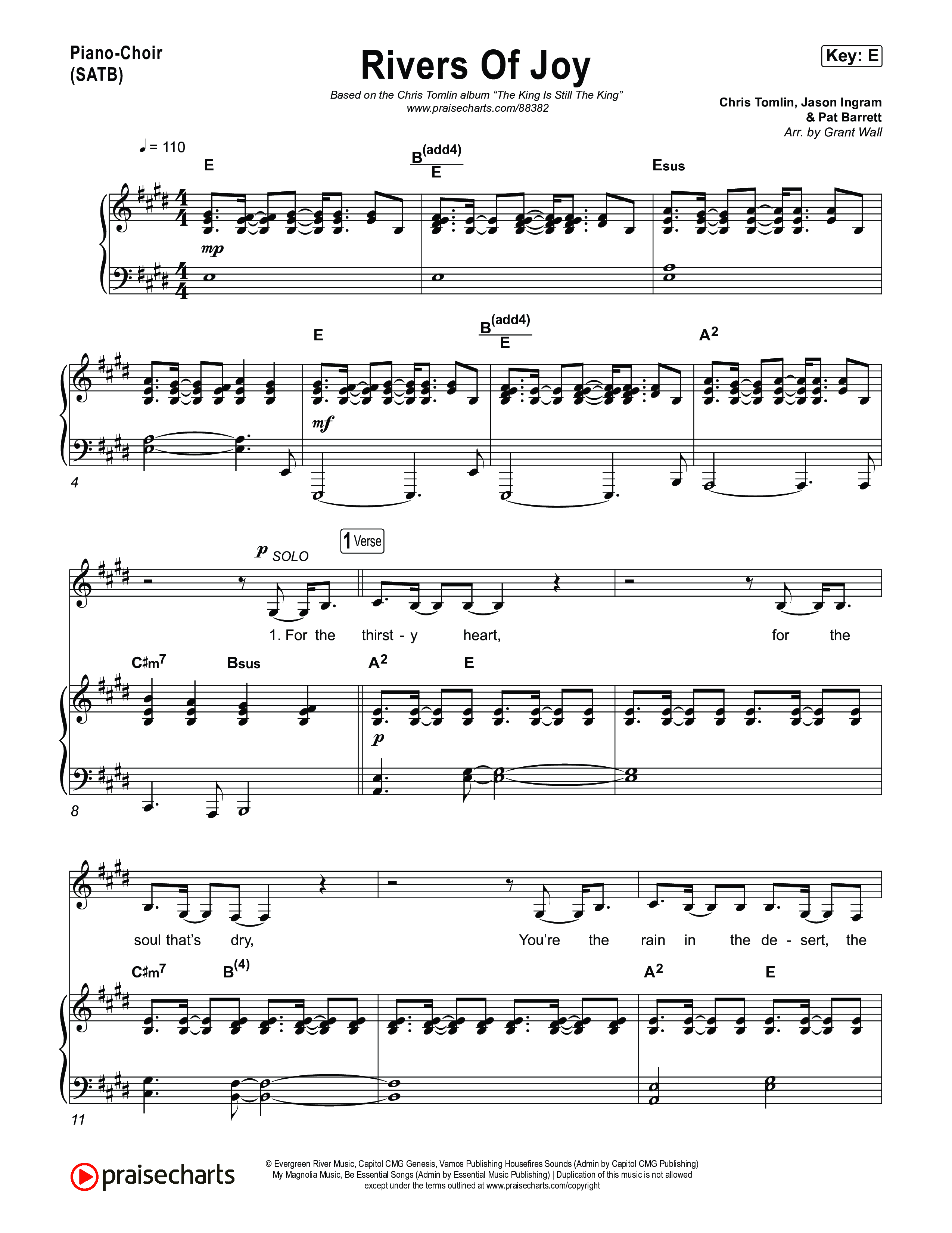 Rivers Of Joy Piano/Vocal Pack (Chris Tomlin)