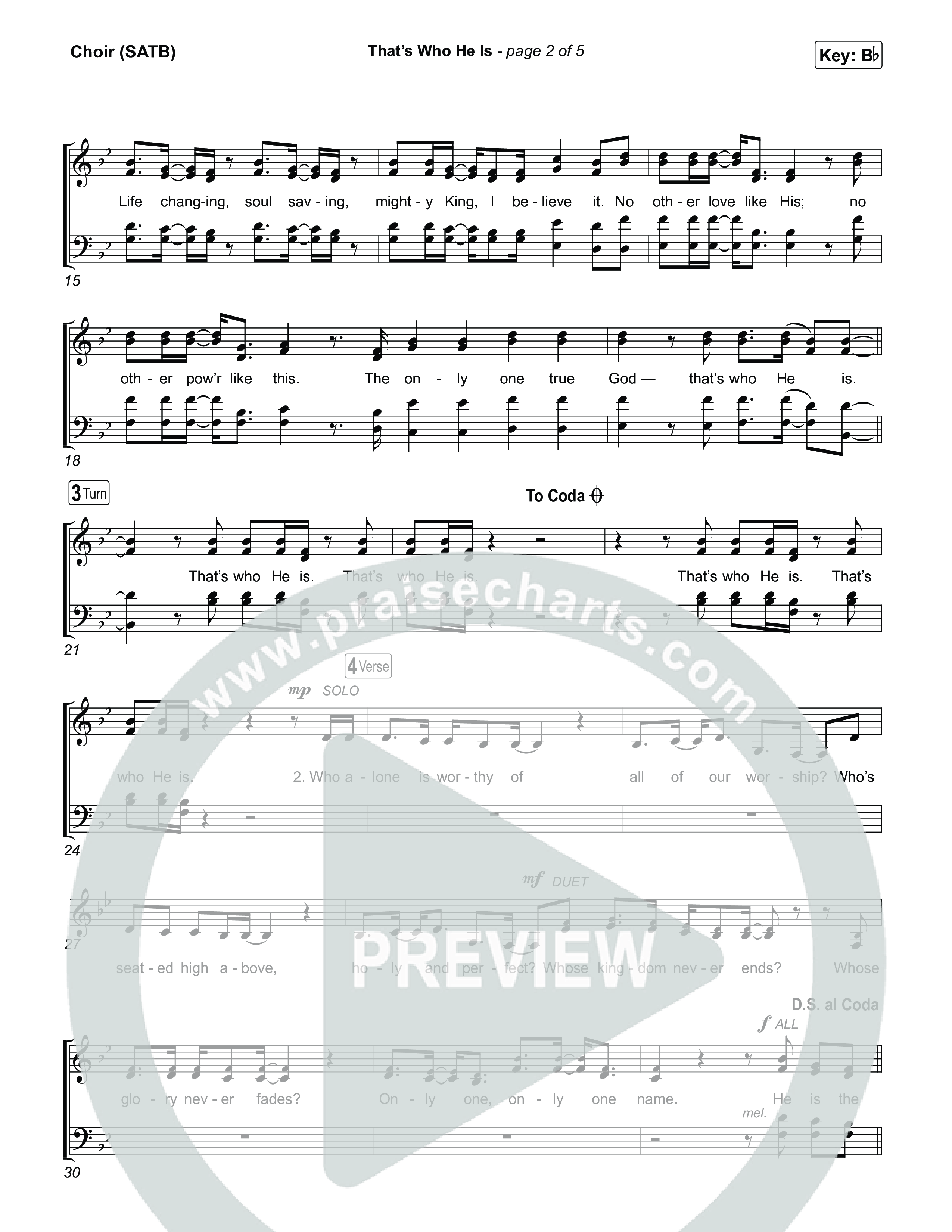 That's Who He Is Choir Sheet (SATB) (Chris Tomlin)