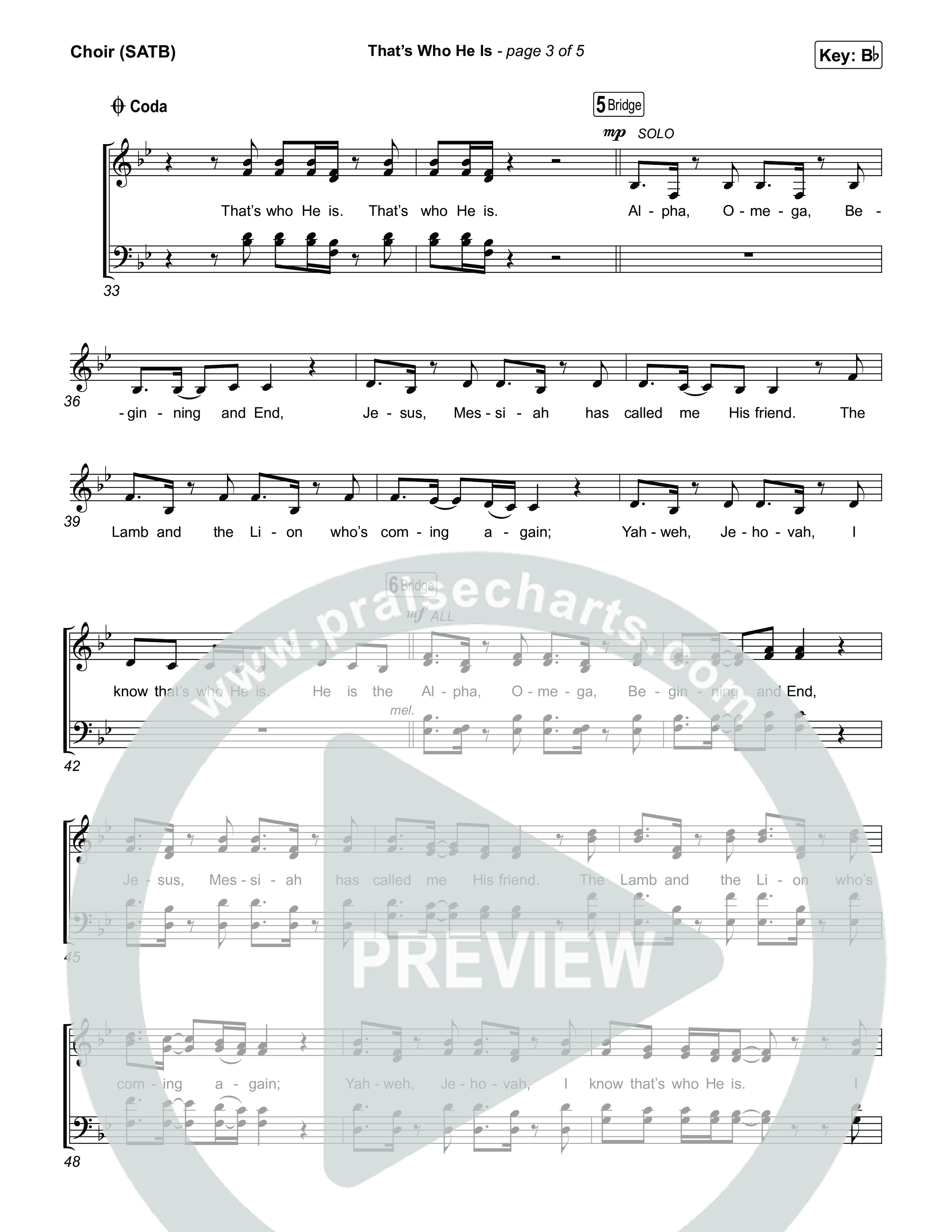 That's Who He Is Choir Sheet (SATB) (Chris Tomlin)