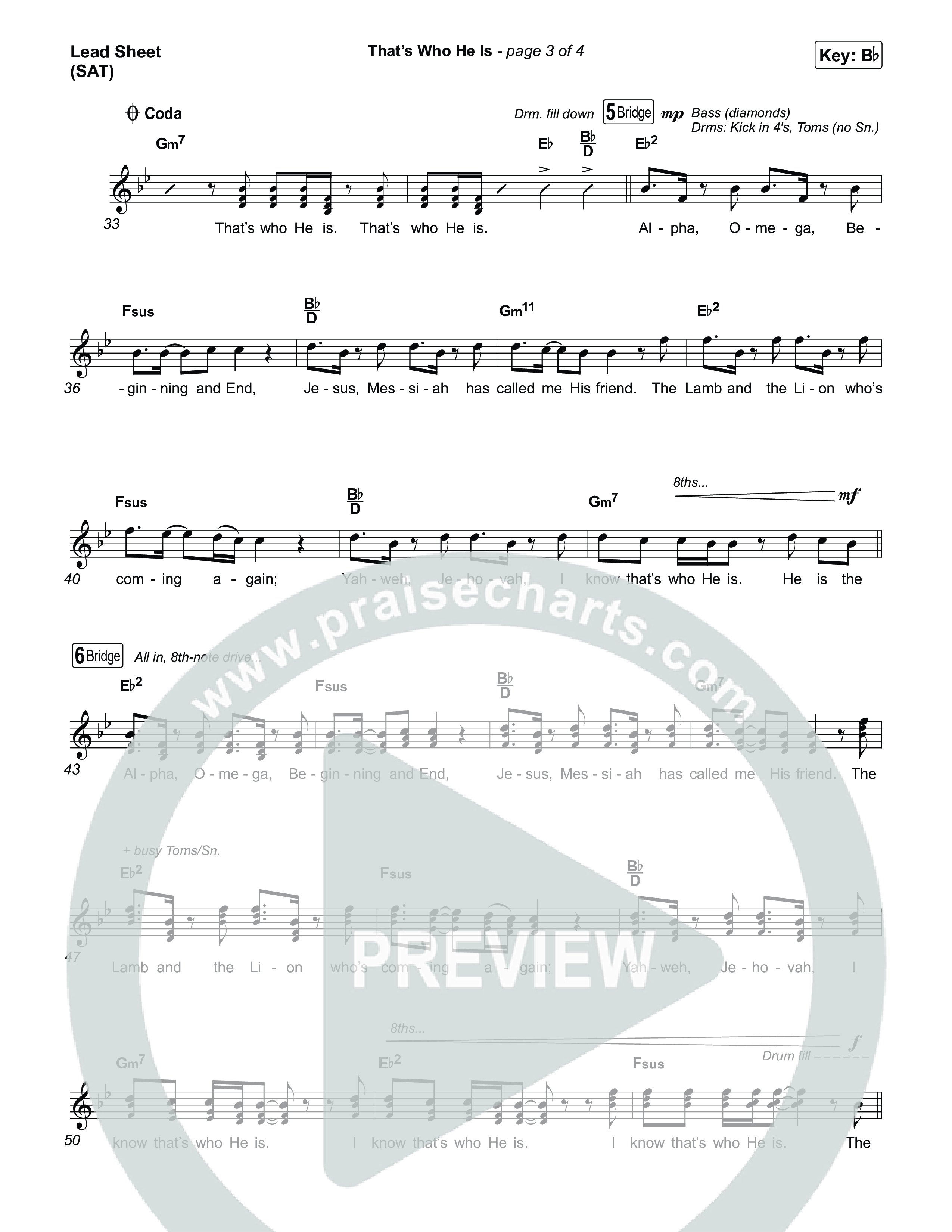 That's Who He Is Lead Sheet (SAT) (Chris Tomlin)