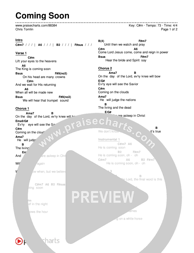Coming Soon Chords & Lyrics (Chris Tomlin)