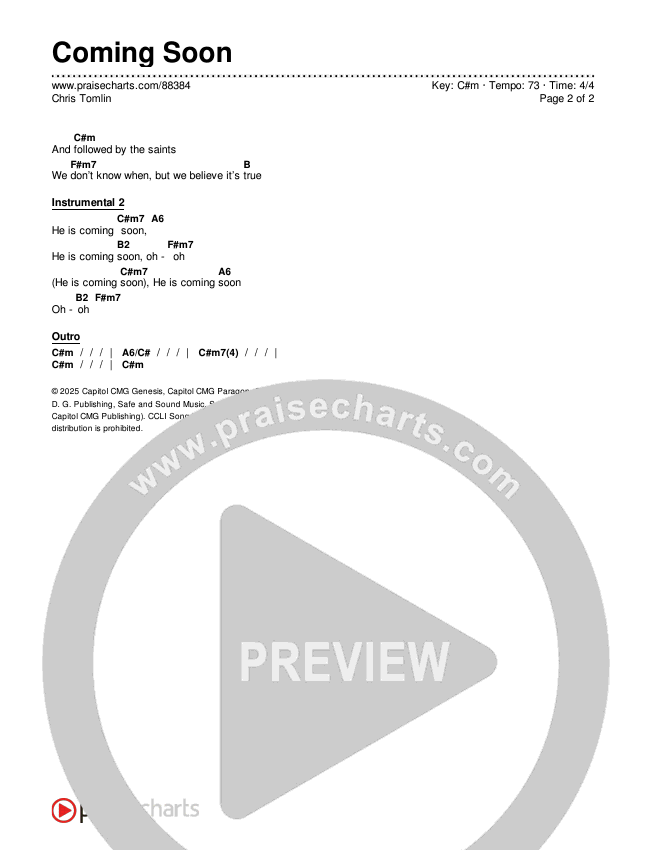 Coming Soon Chords & Lyrics (Chris Tomlin)