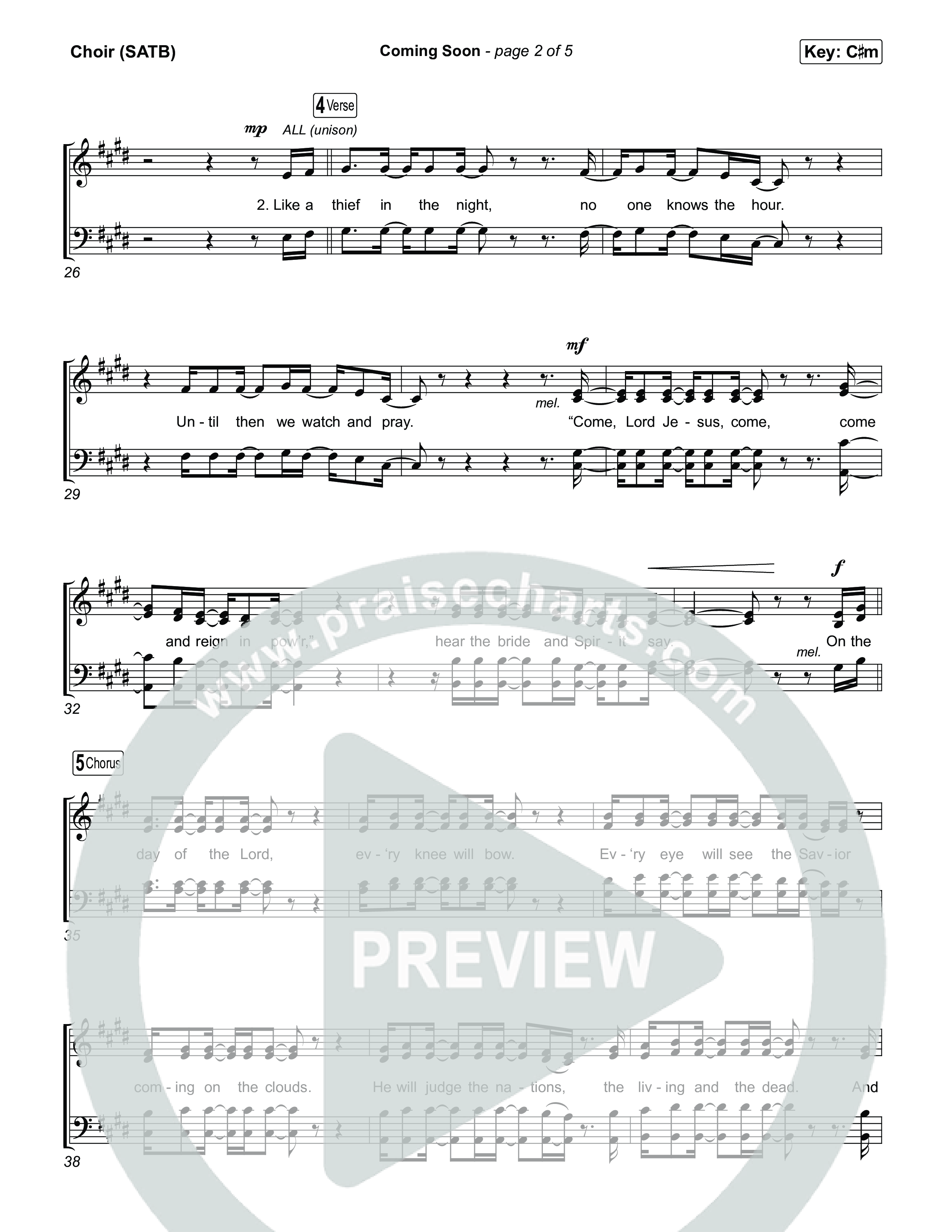 Coming Soon Choir Sheet (SATB) (Chris Tomlin)