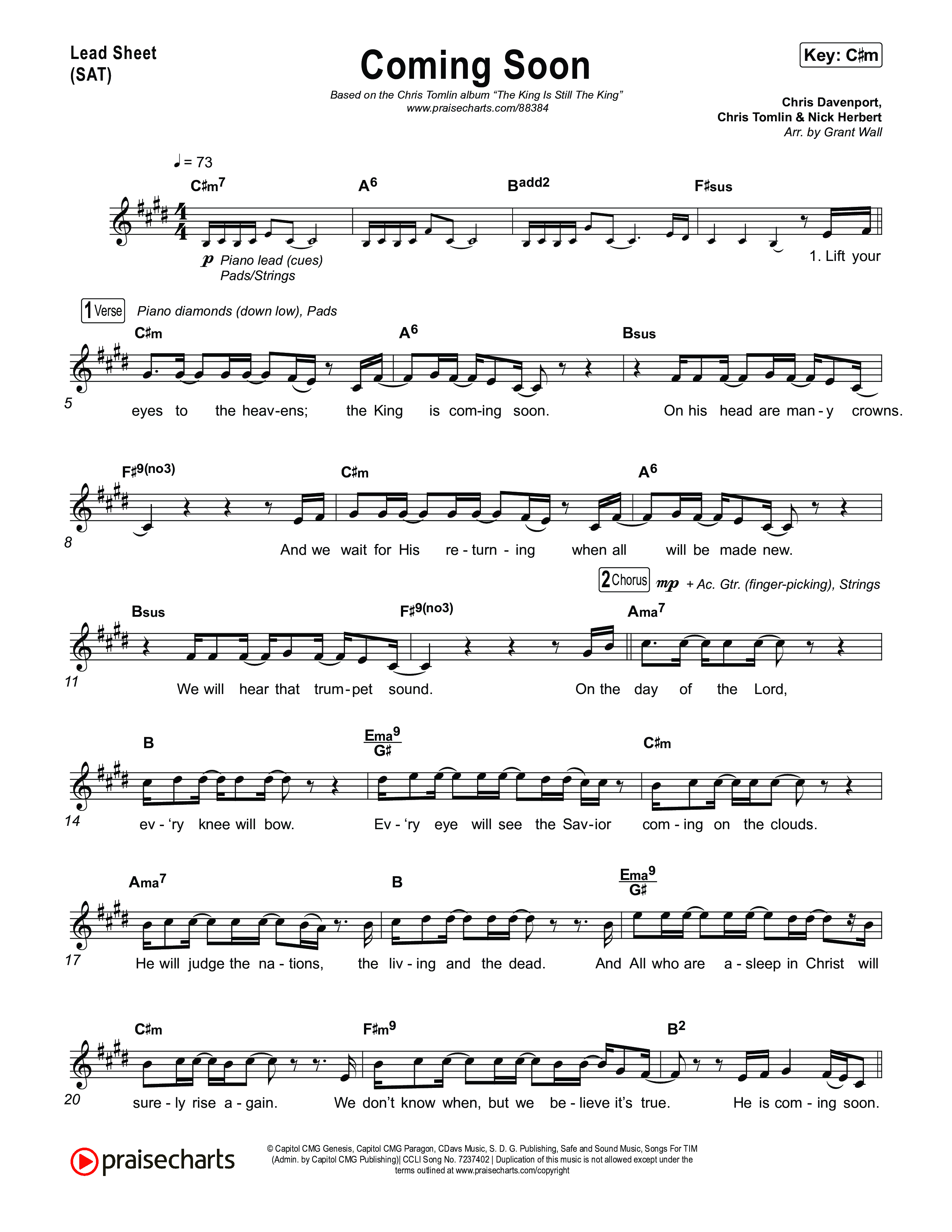 Coming Soon Lead Sheet (SAT) (Chris Tomlin)