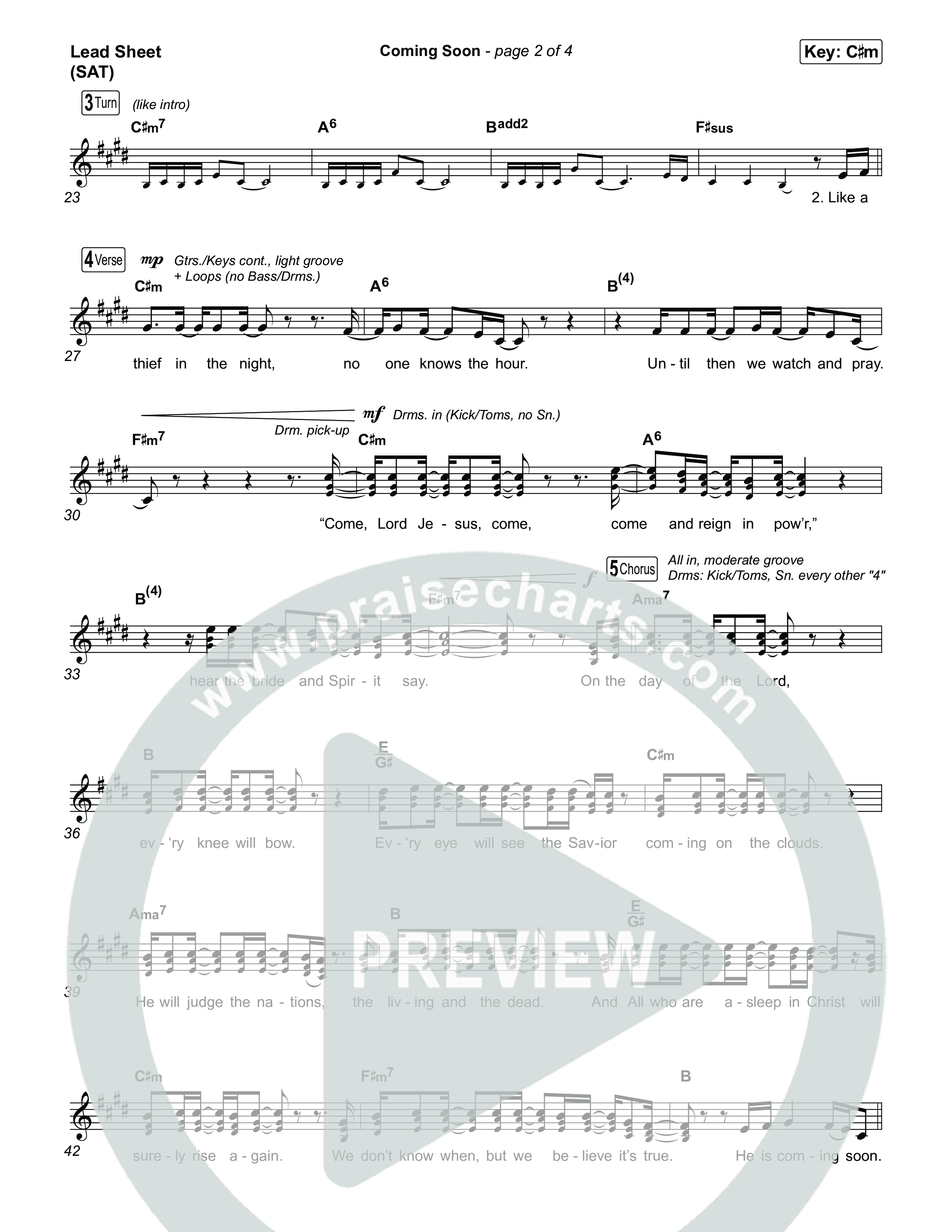 Coming Soon Lead Sheet (SAT) (Chris Tomlin)