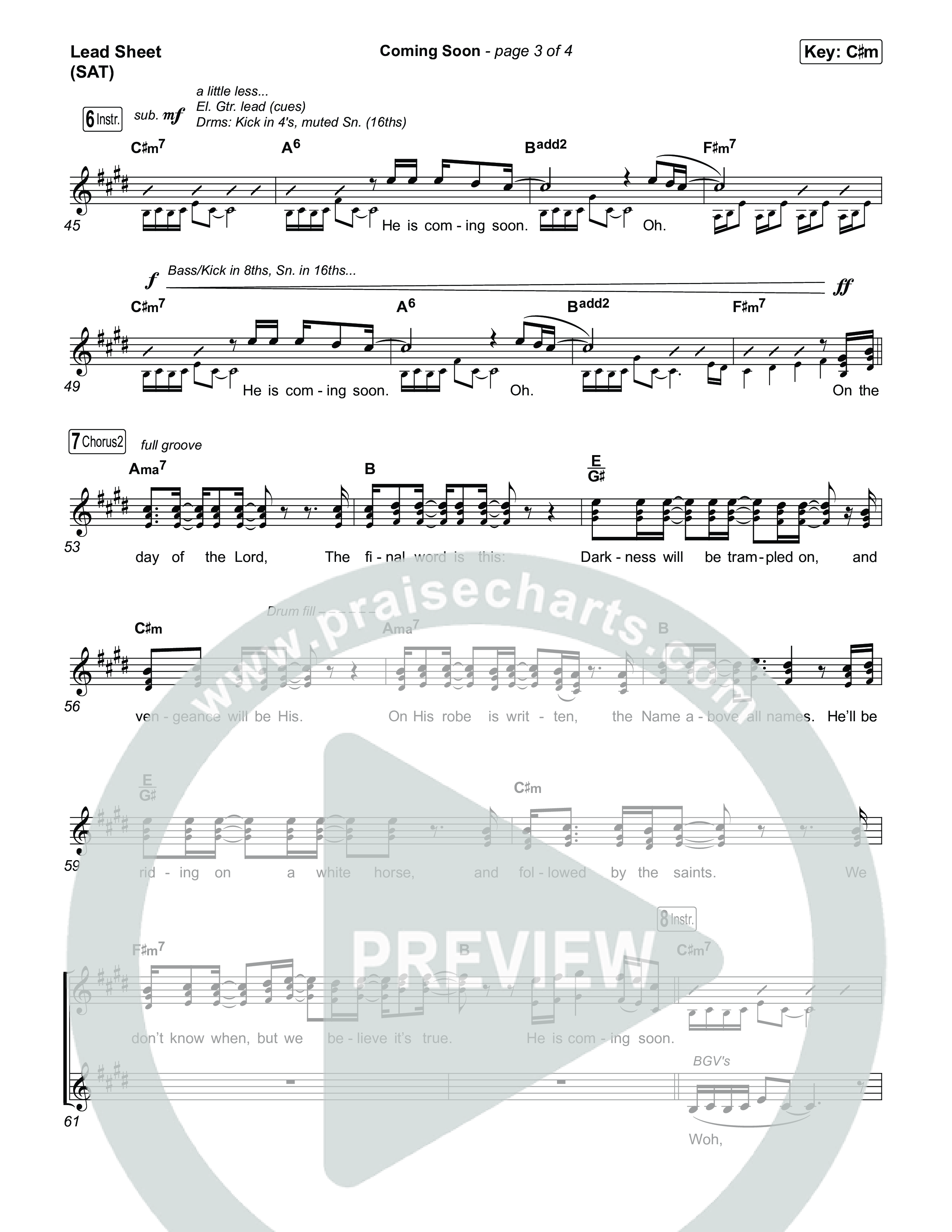 Coming Soon Lead Sheet (SAT) (Chris Tomlin)