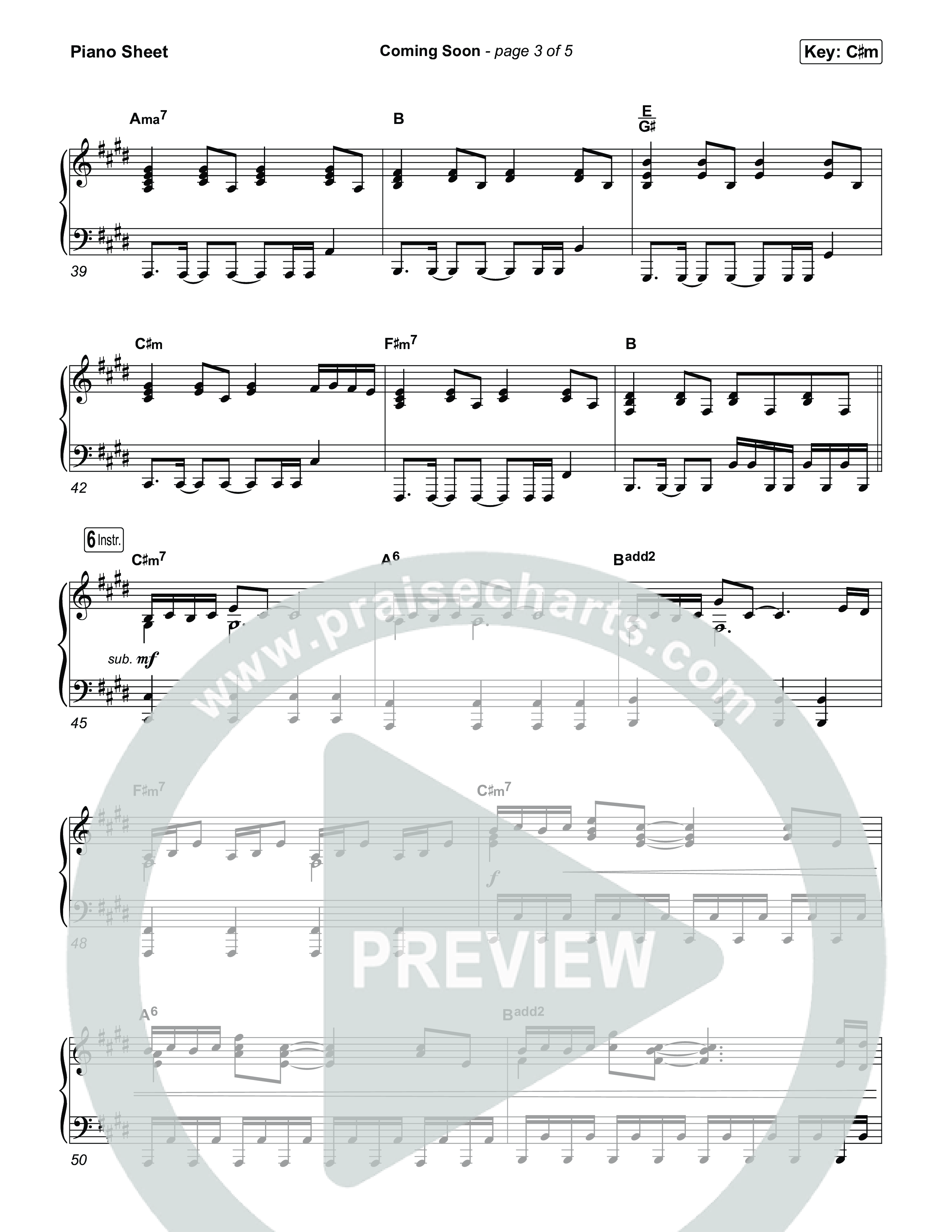 Coming Soon Piano Sheet (Chris Tomlin)