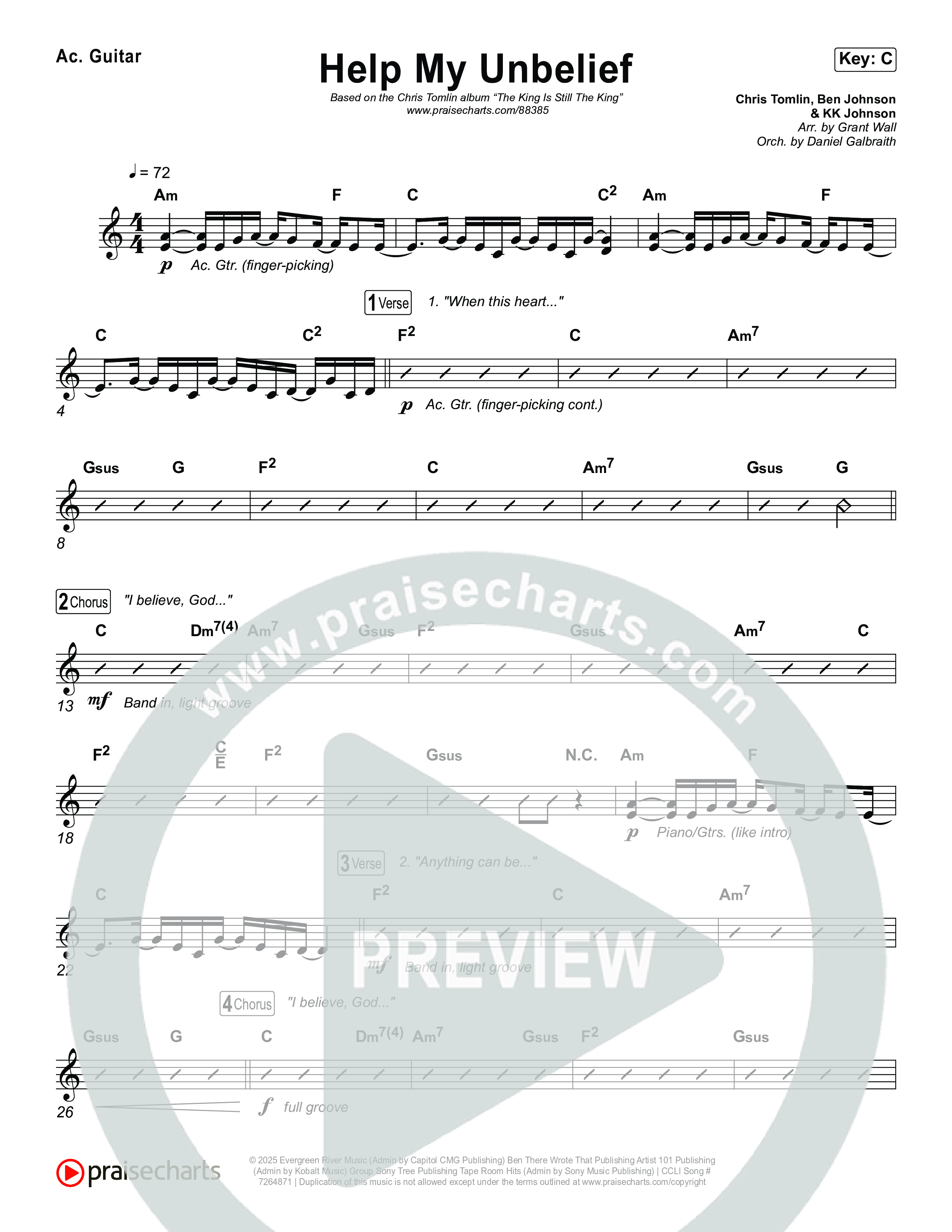 Help My Unbelief Rhythm Chart (Chris Tomlin)