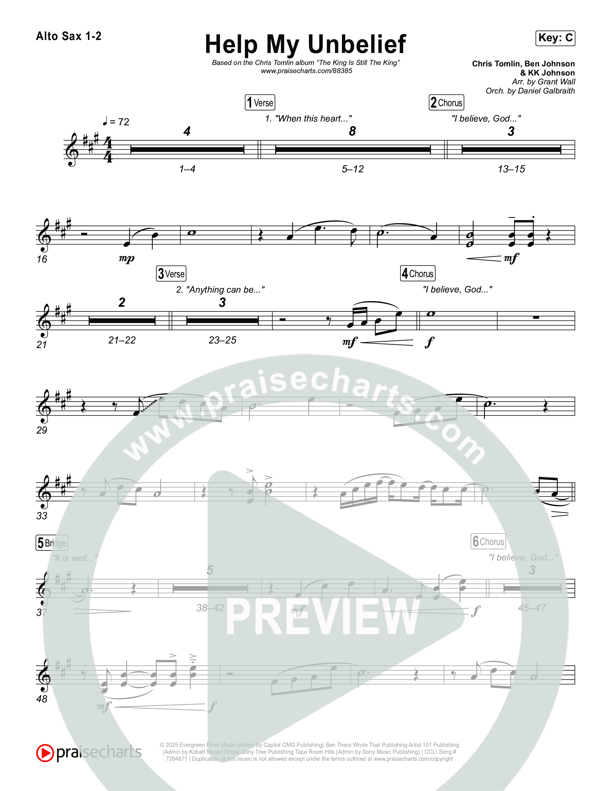 Help My Unbelief Sax Pack (Chris Tomlin)