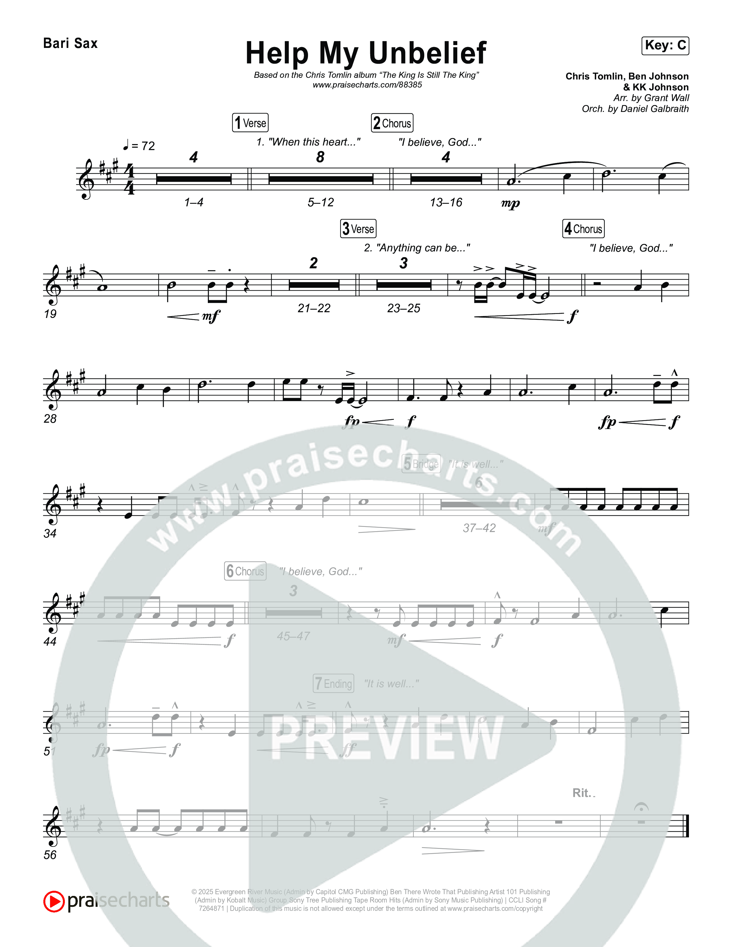 Help My Unbelief Bari Sax (Chris Tomlin)