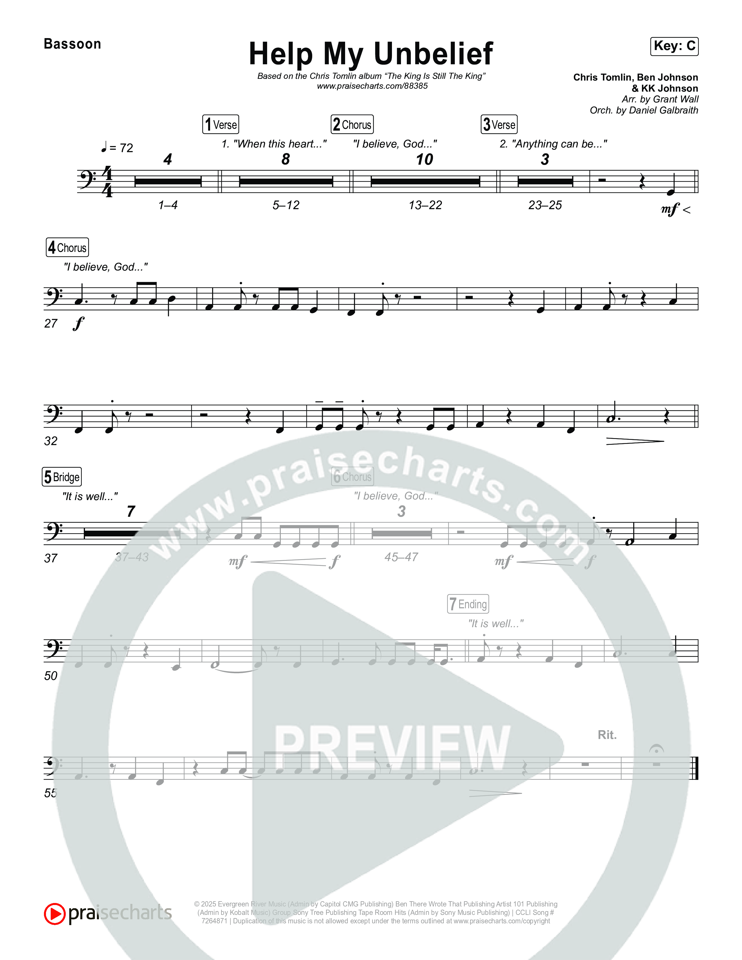 Help My Unbelief Bassoon (Chris Tomlin)