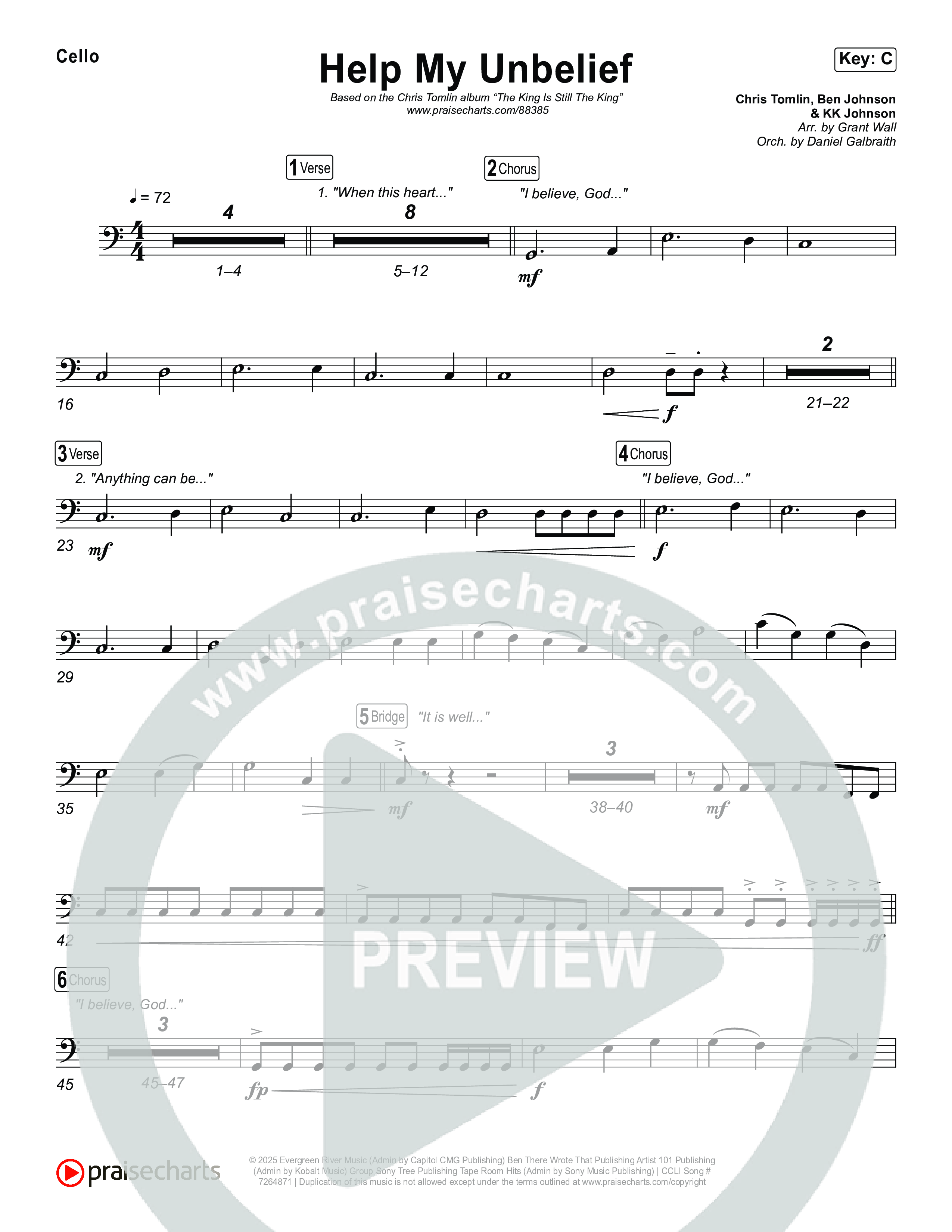 Help My Unbelief Cello (Chris Tomlin)