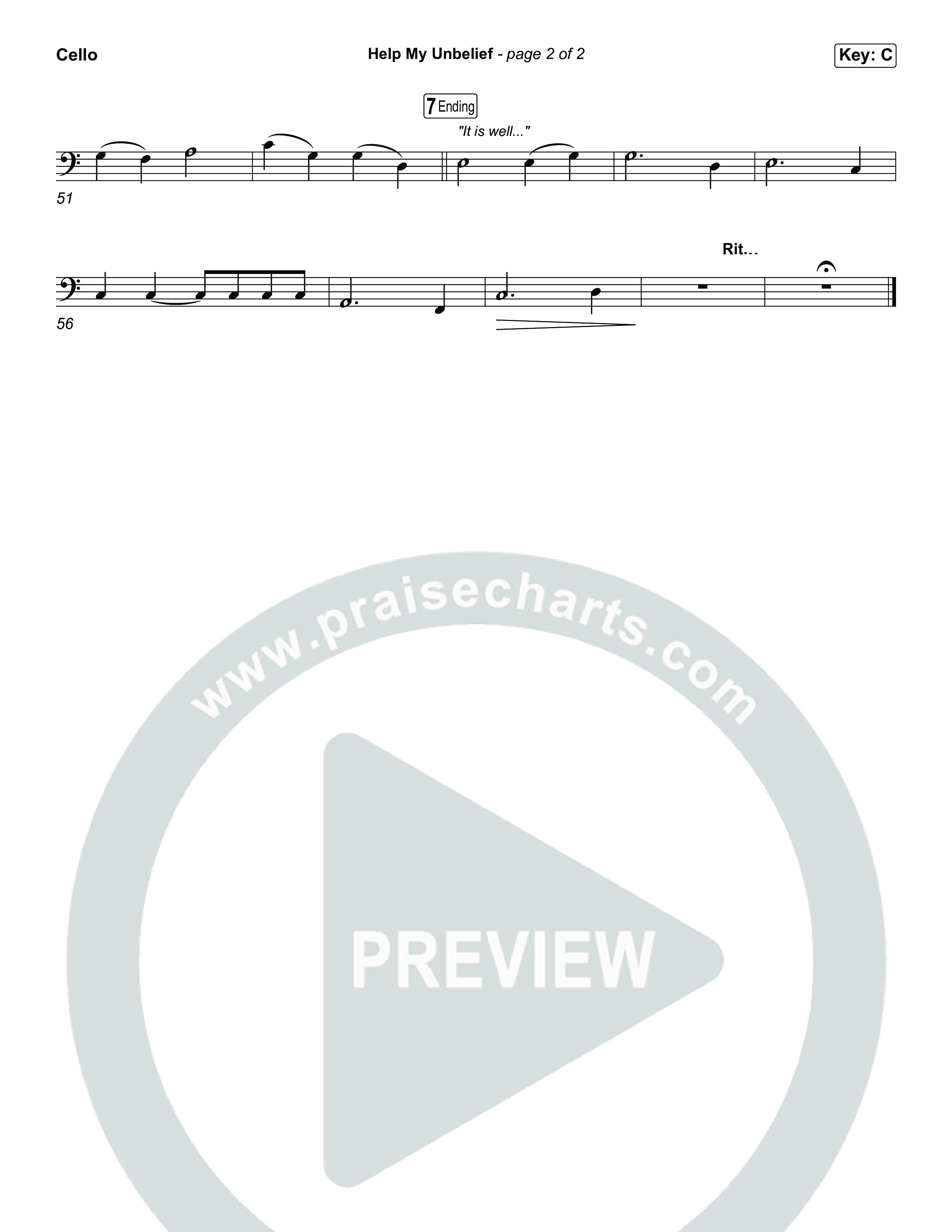 Help My Unbelief Cello (Chris Tomlin)