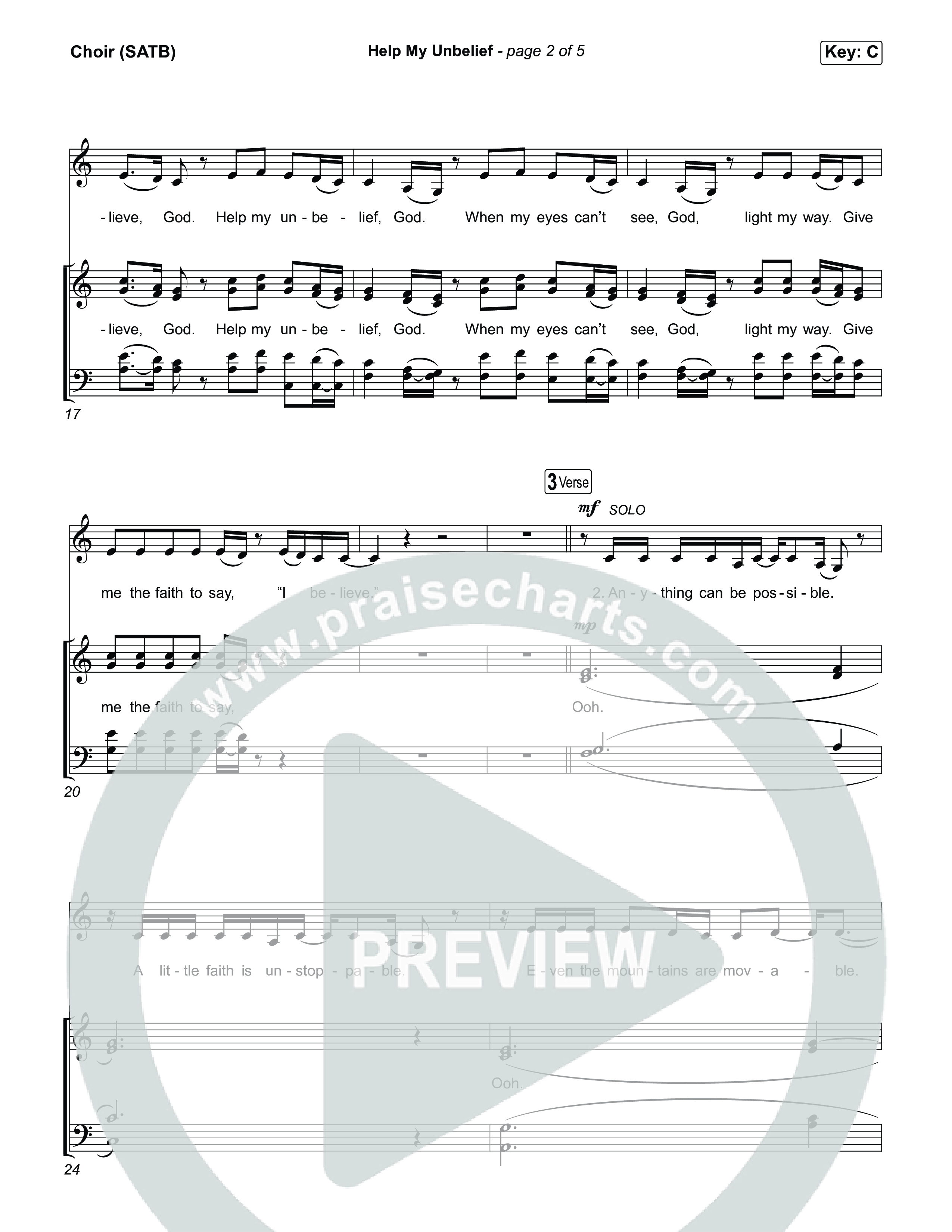 Help My Unbelief Vocal Sheet (SATB) (Chris Tomlin)