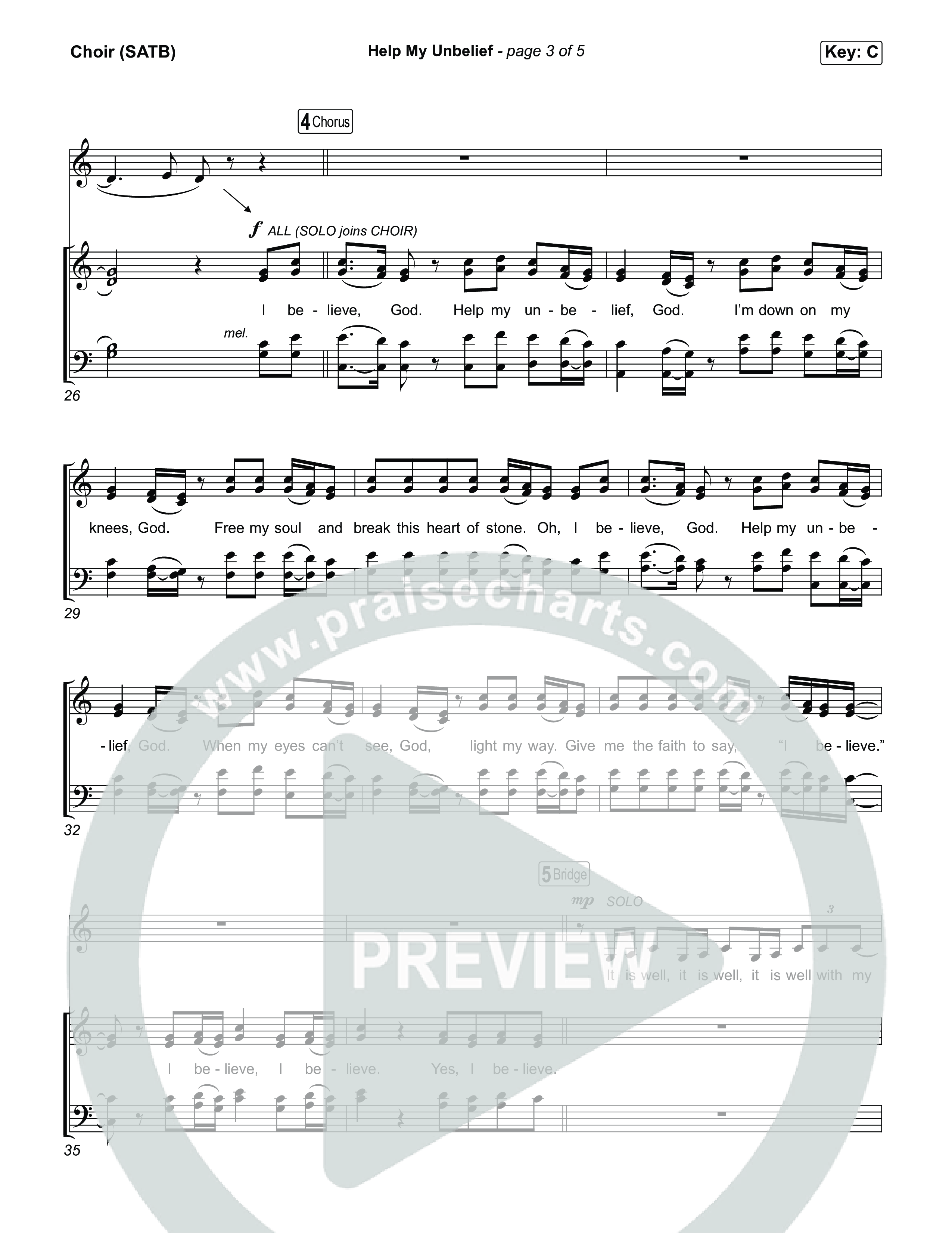 Help My Unbelief Vocal Sheet (SATB) (Chris Tomlin)