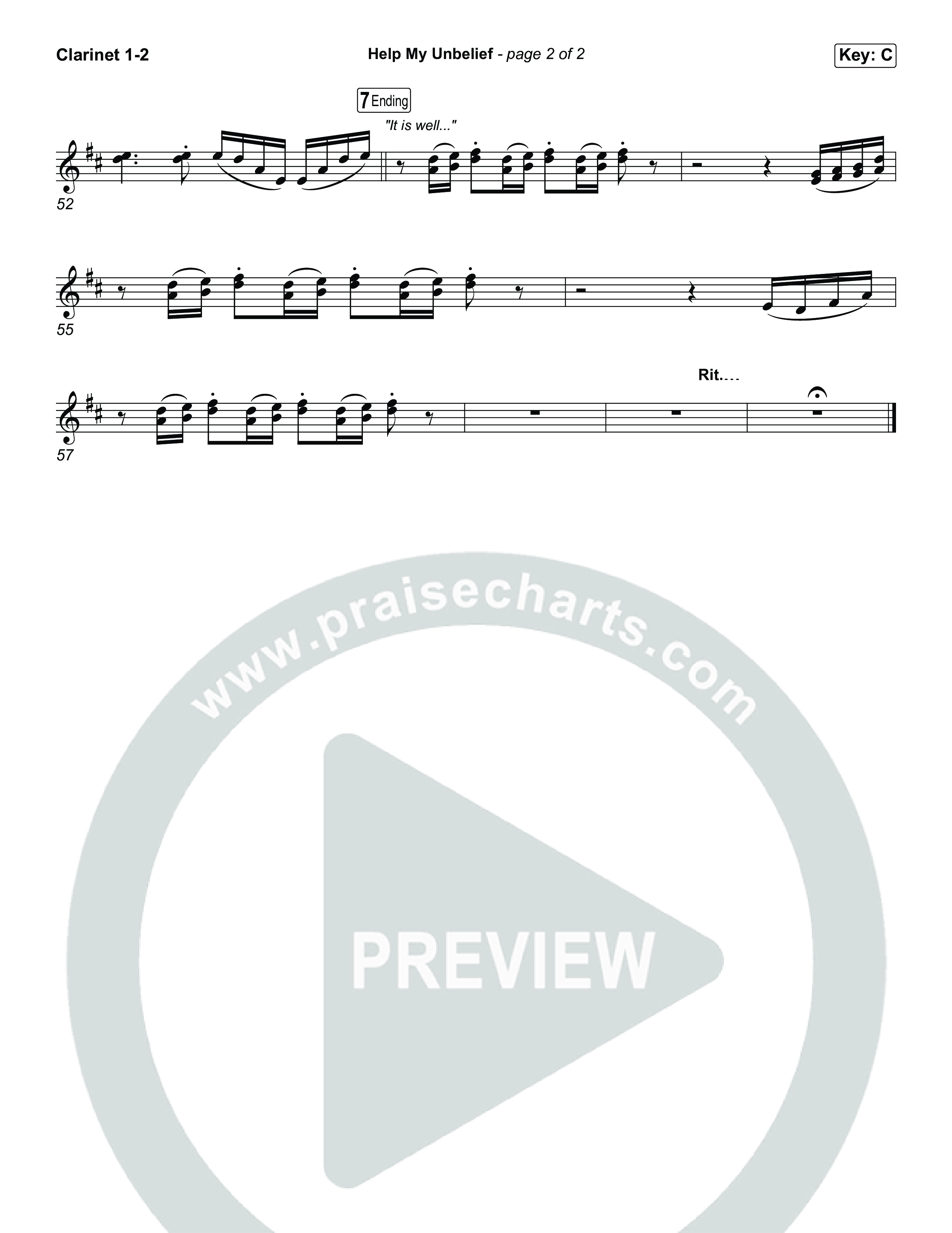 Help My Unbelief Clarinet 1/2 (Chris Tomlin)