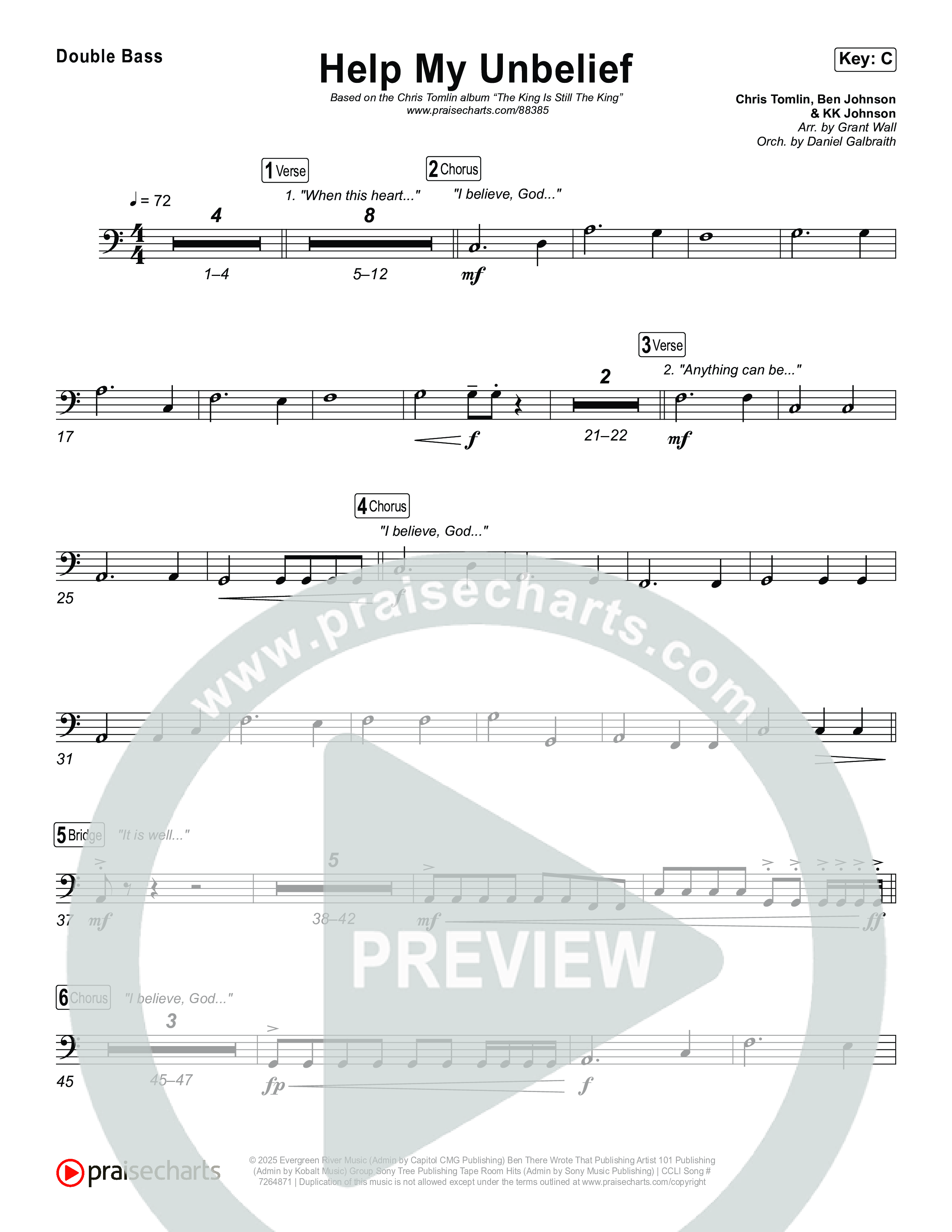 Help My Unbelief Double Bass (Chris Tomlin)