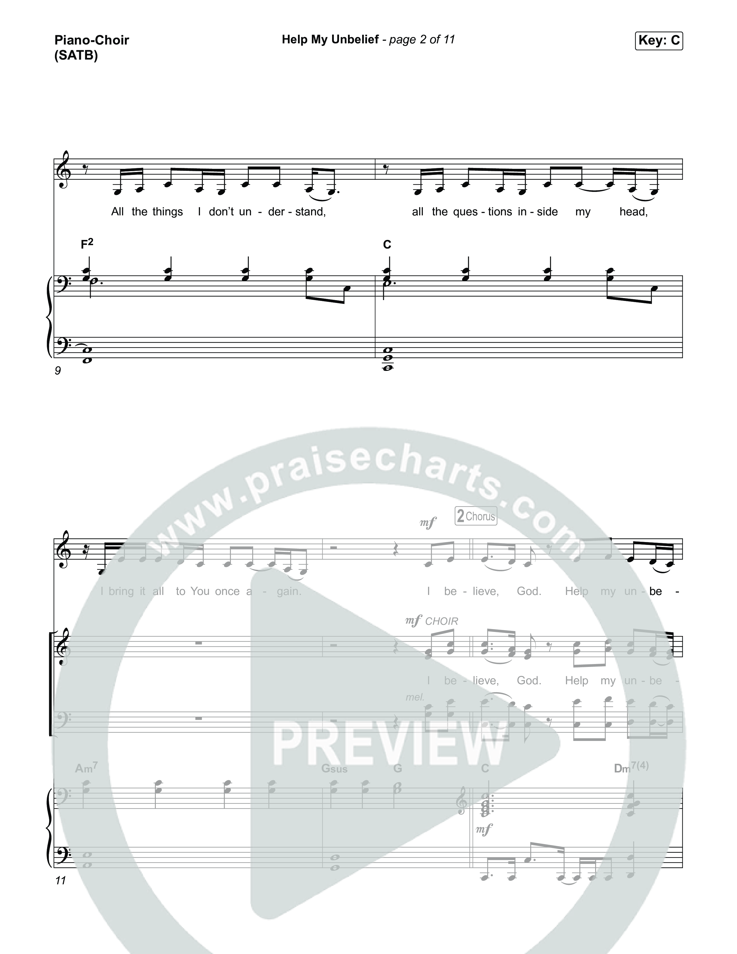 Help My Unbelief Piano/Vocal Pack (Chris Tomlin)