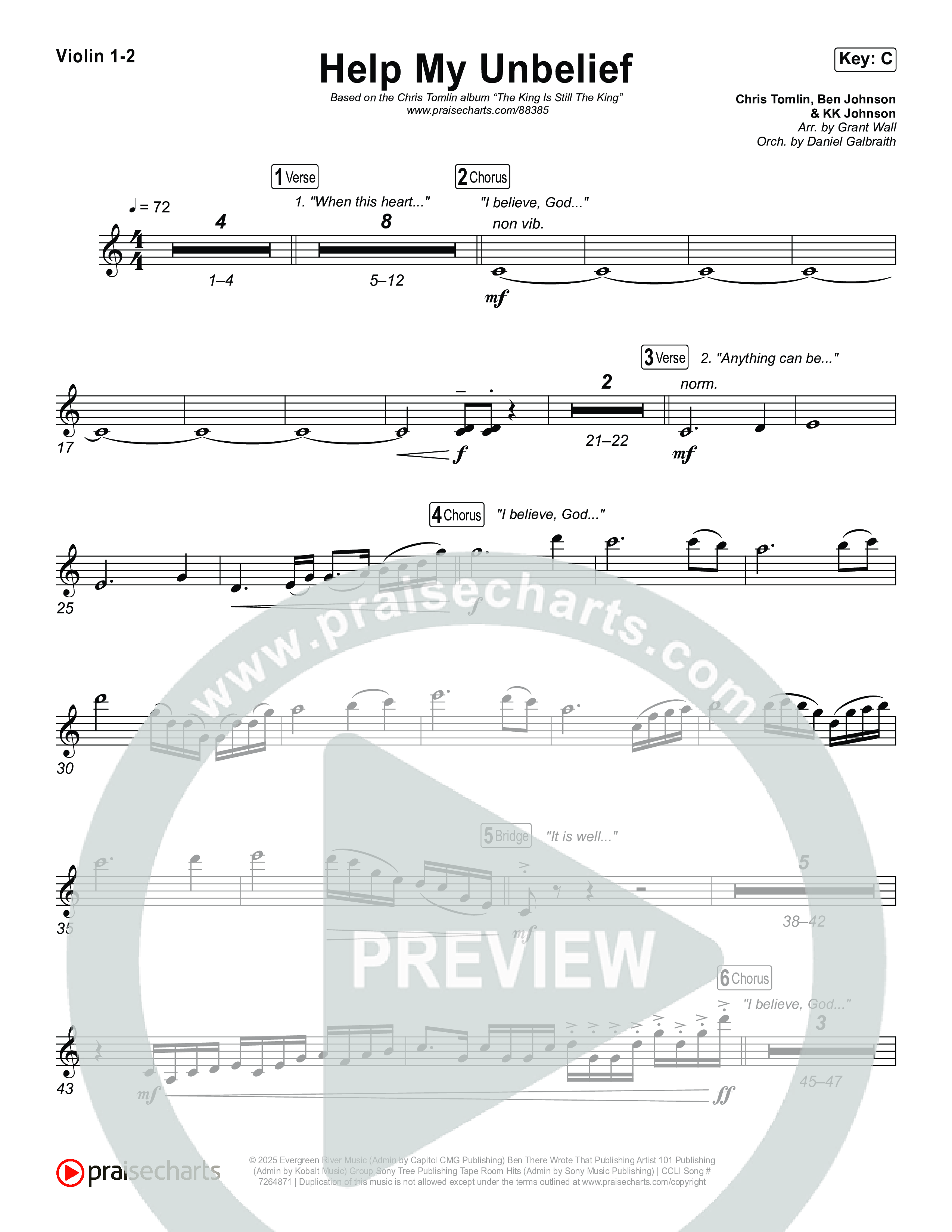 Help My Unbelief Violin 1/2 (Chris Tomlin)