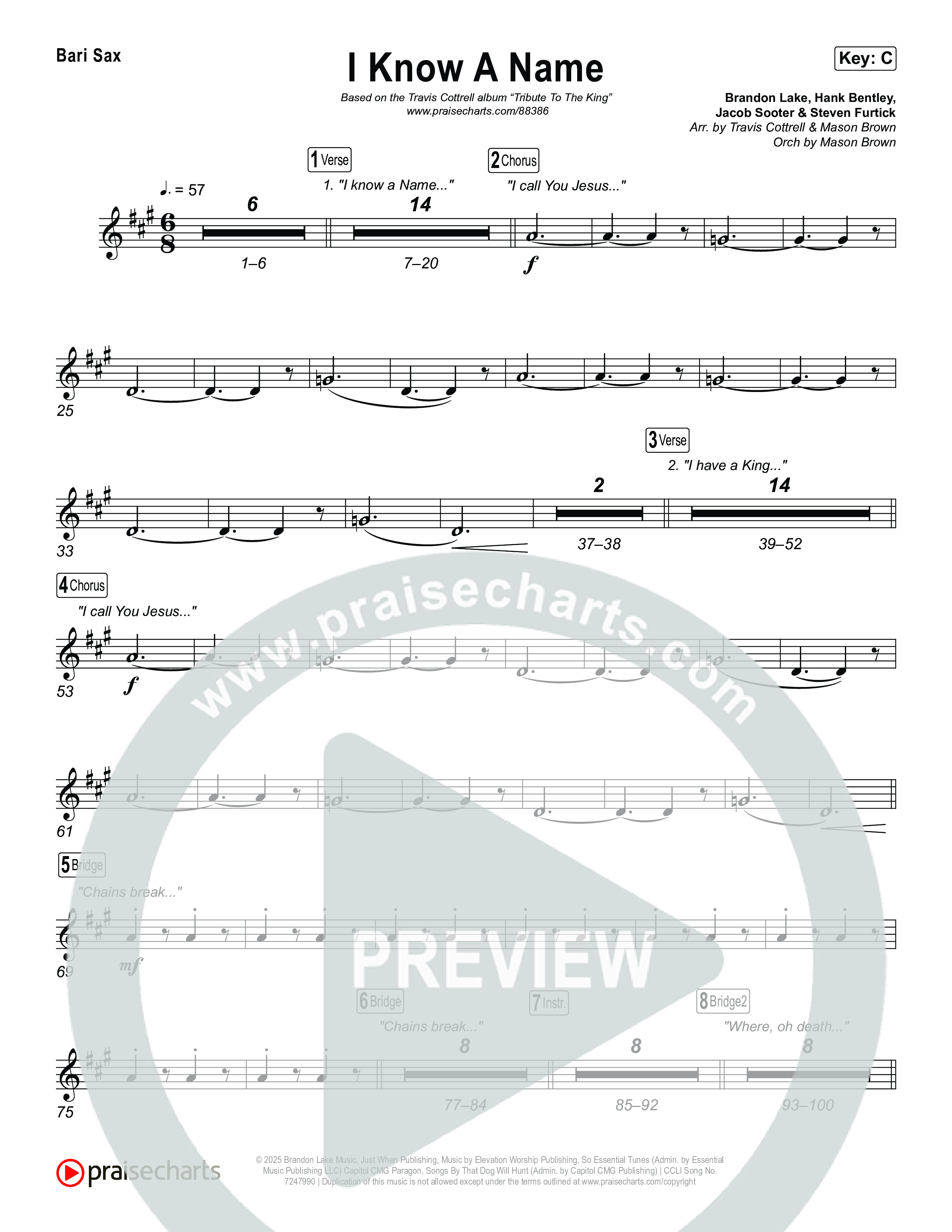 I Know A Name (Choral/SATB) Bari Sax (Travis Cottrell / Arr. Mason Brown)