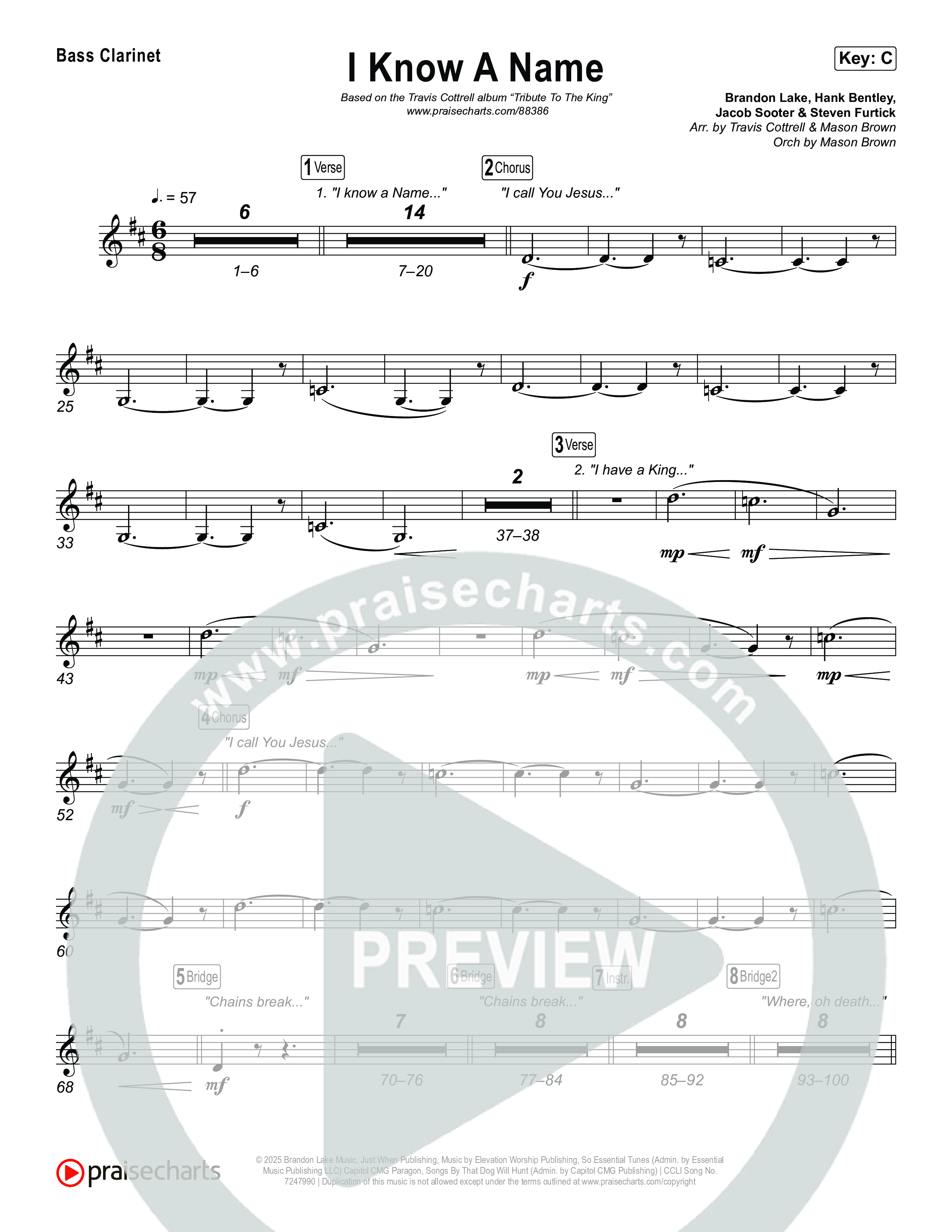 I Know A Name (Choral/SATB) Bass Clarinet (Travis Cottrell / Arr. Mason Brown)