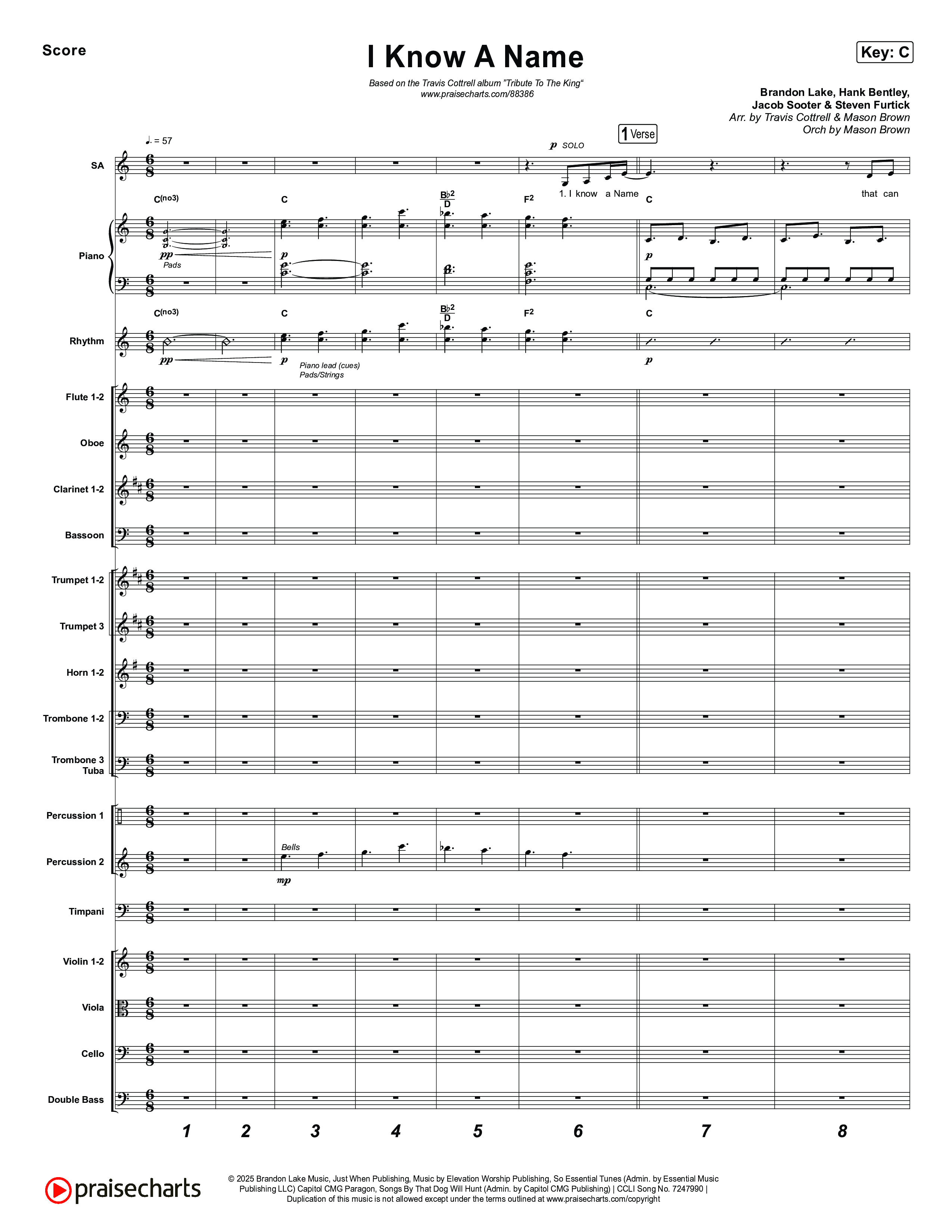 I Know A Name (Choral/SATB) Conductor's Score (Travis Cottrell / Arr. Mason Brown)
