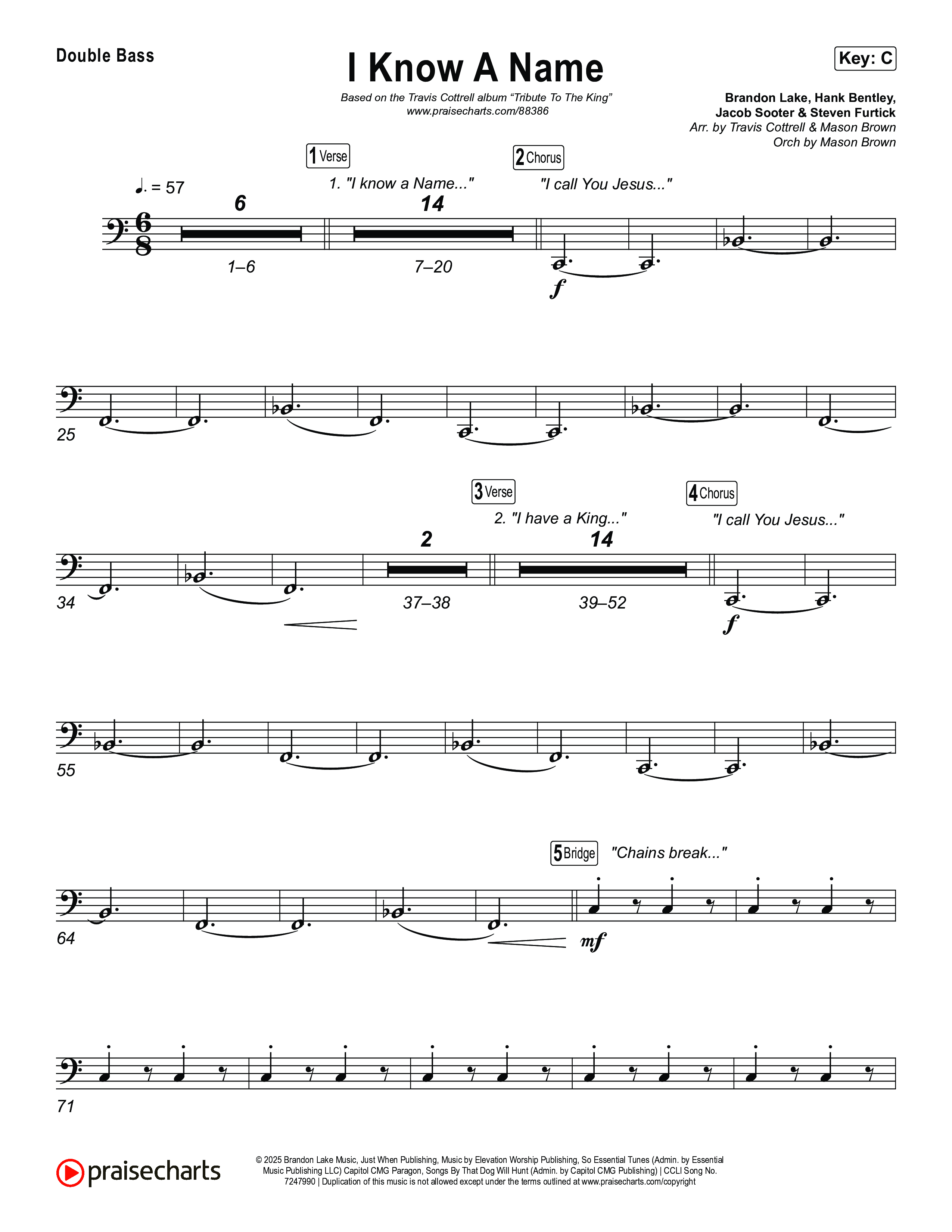 I Know A Name (Choral/SATB) String Bass (Travis Cottrell / Arr. Mason Brown)