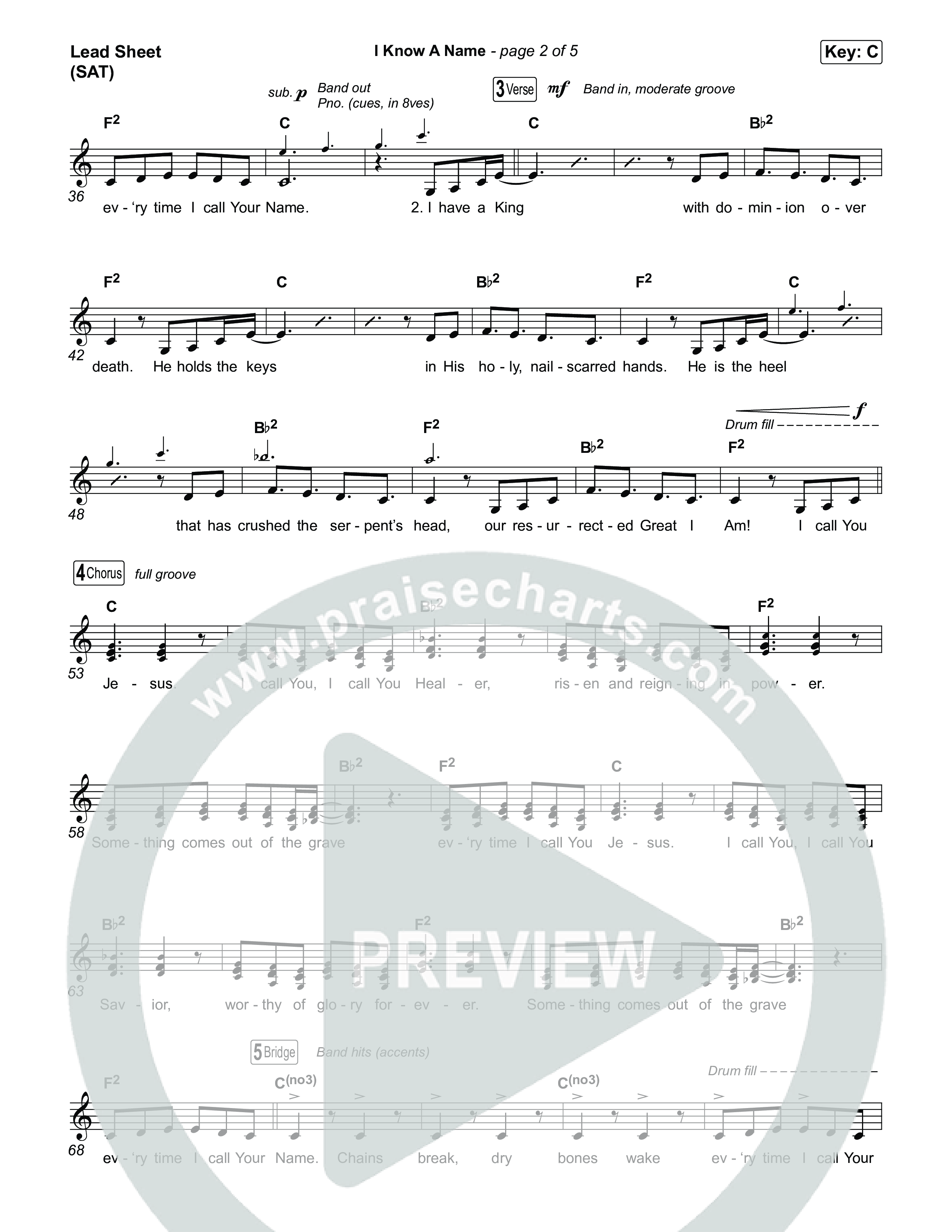 I Know A Name (Choral/SATB) Lead Sheet (SAT) (Travis Cottrell / Arr. Mason Brown)