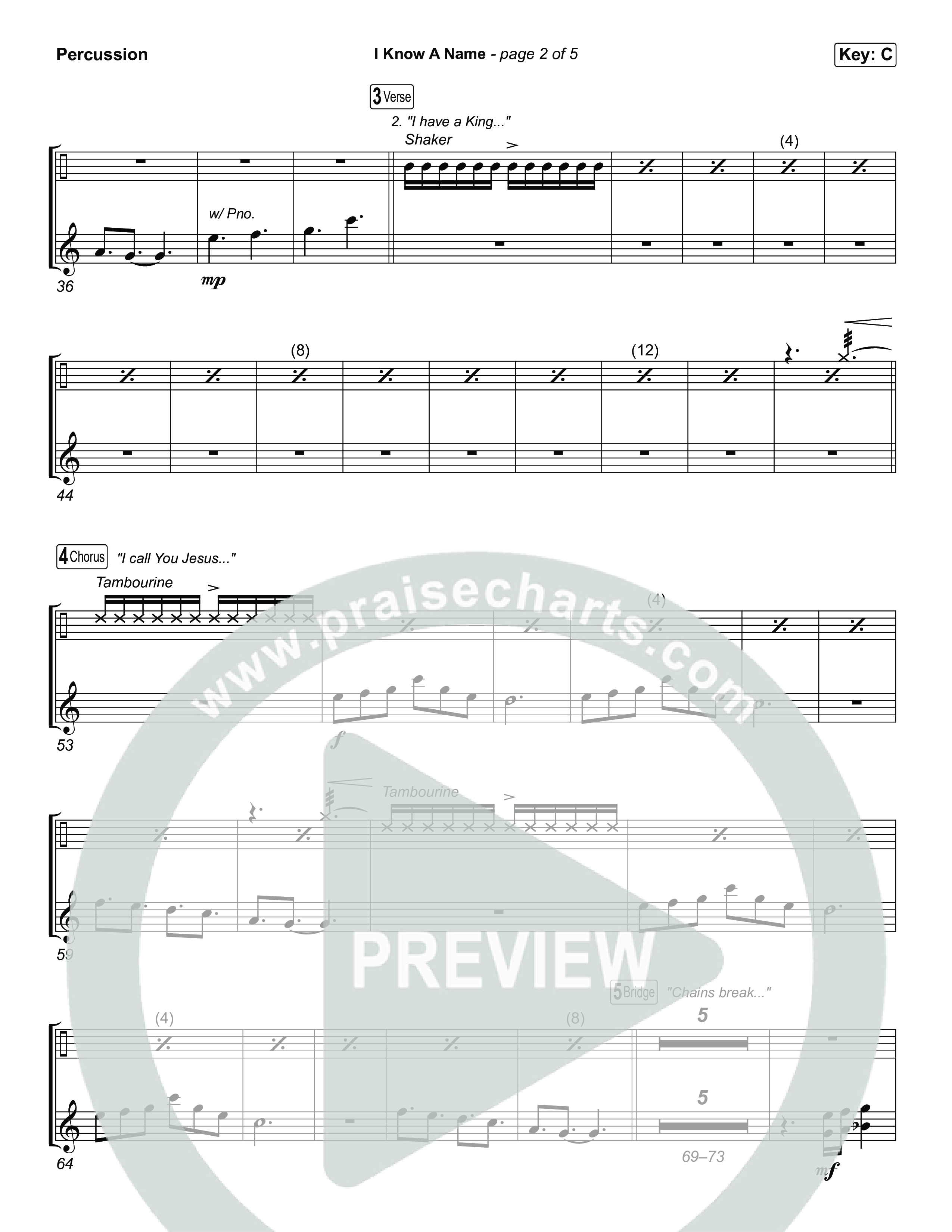 I Know A Name (Choral/SATB) Percussion (Travis Cottrell / Arr. Mason Brown)