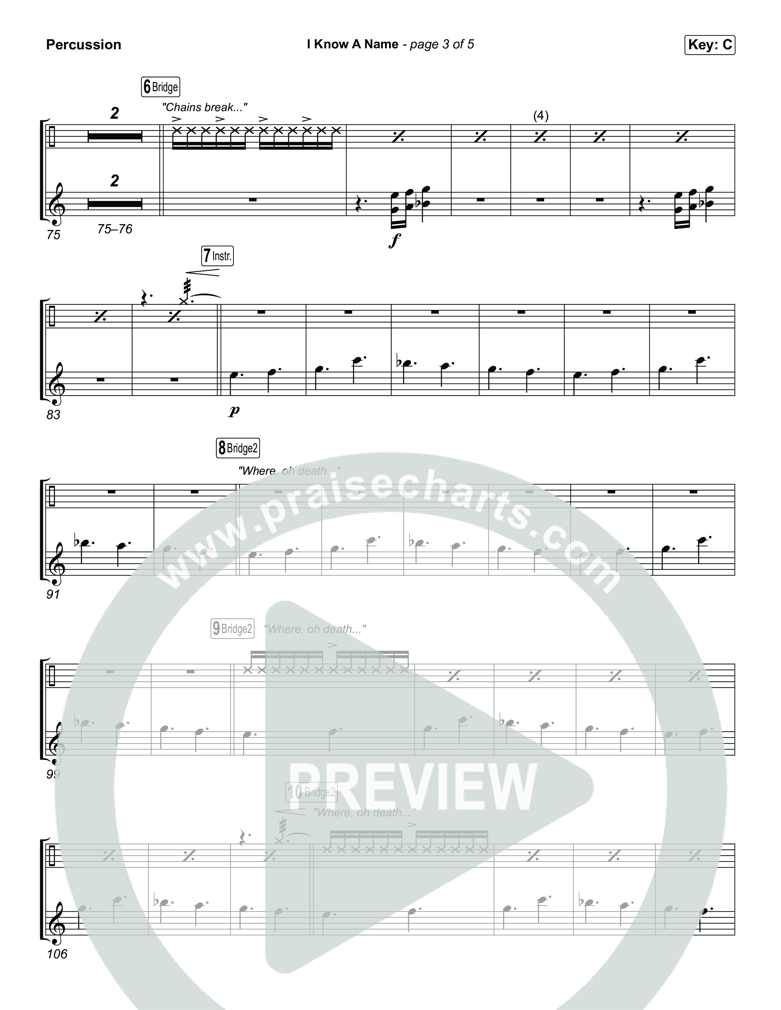 I Know A Name (Choral/SATB) Percussion (Travis Cottrell / Arr. Mason Brown)
