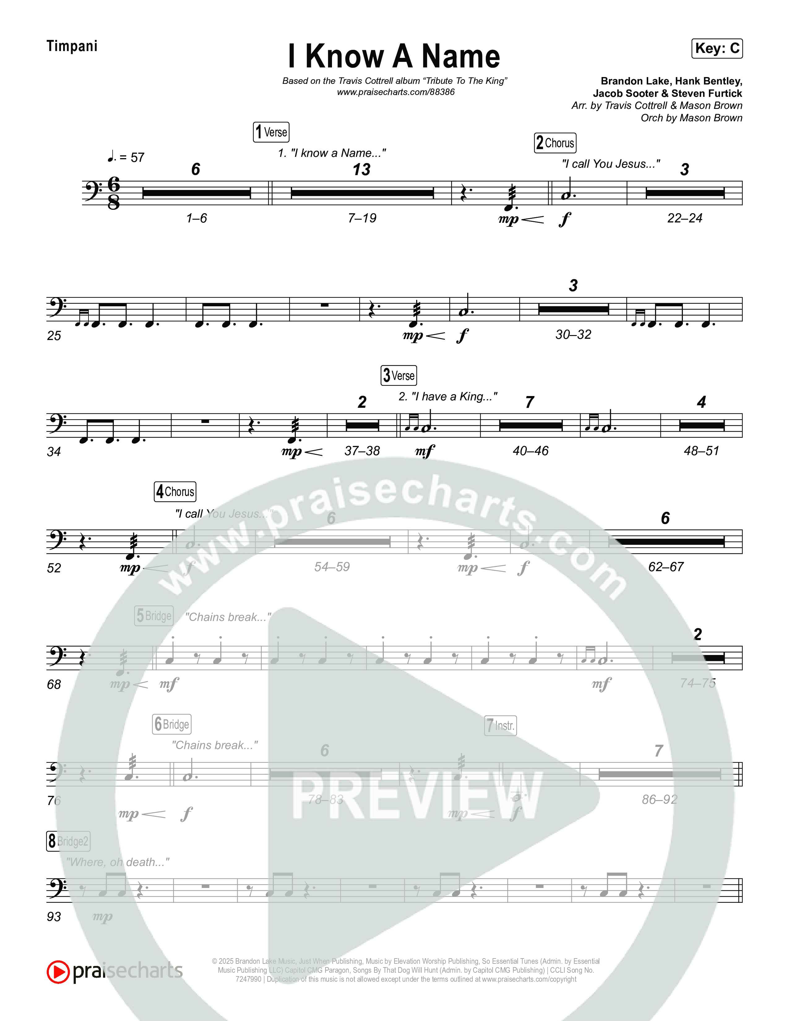 I Know A Name (Choral/SATB) Timpani (Travis Cottrell / Arr. Mason Brown)