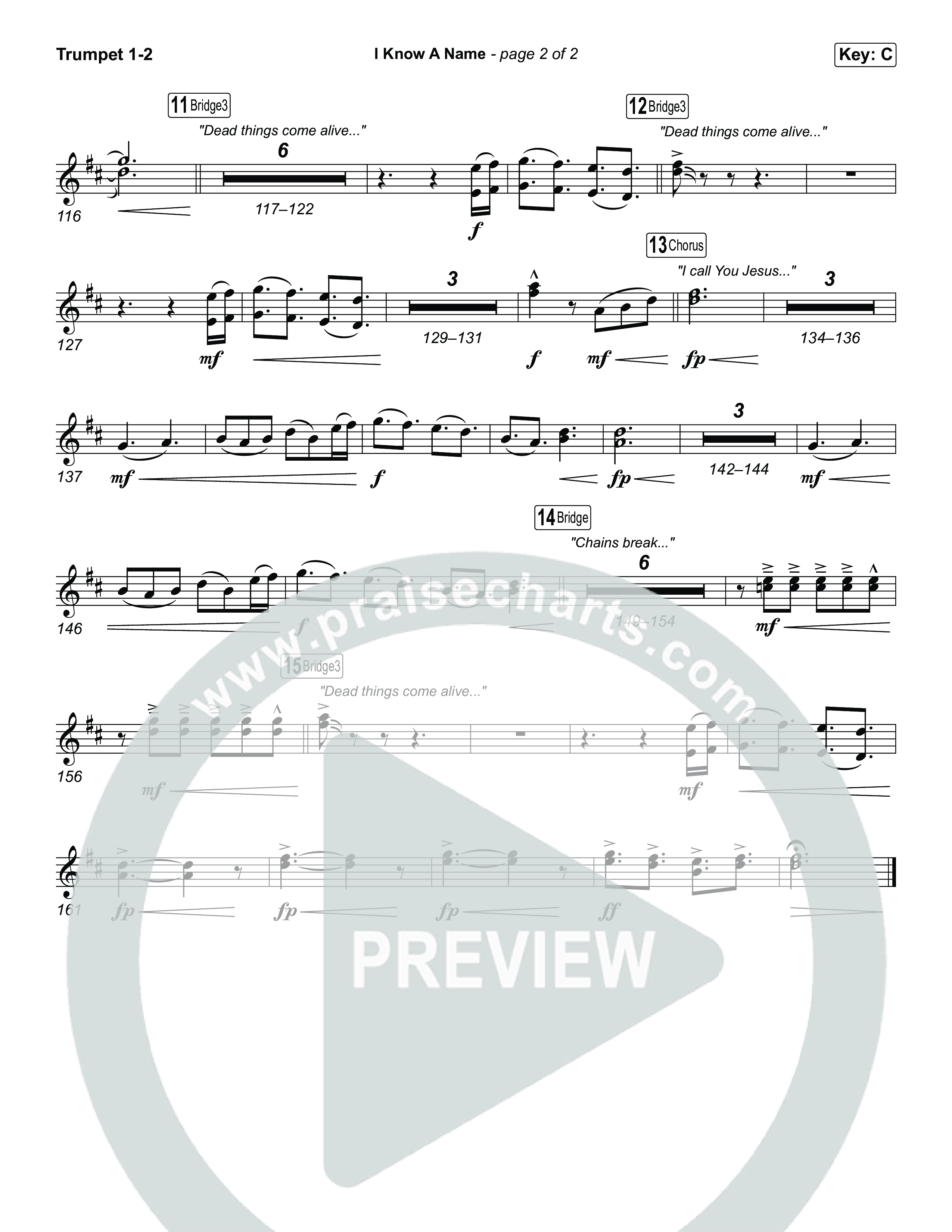 I Know A Name (Choral/SATB) Trumpet 1,2 (Travis Cottrell / Arr. Mason Brown)