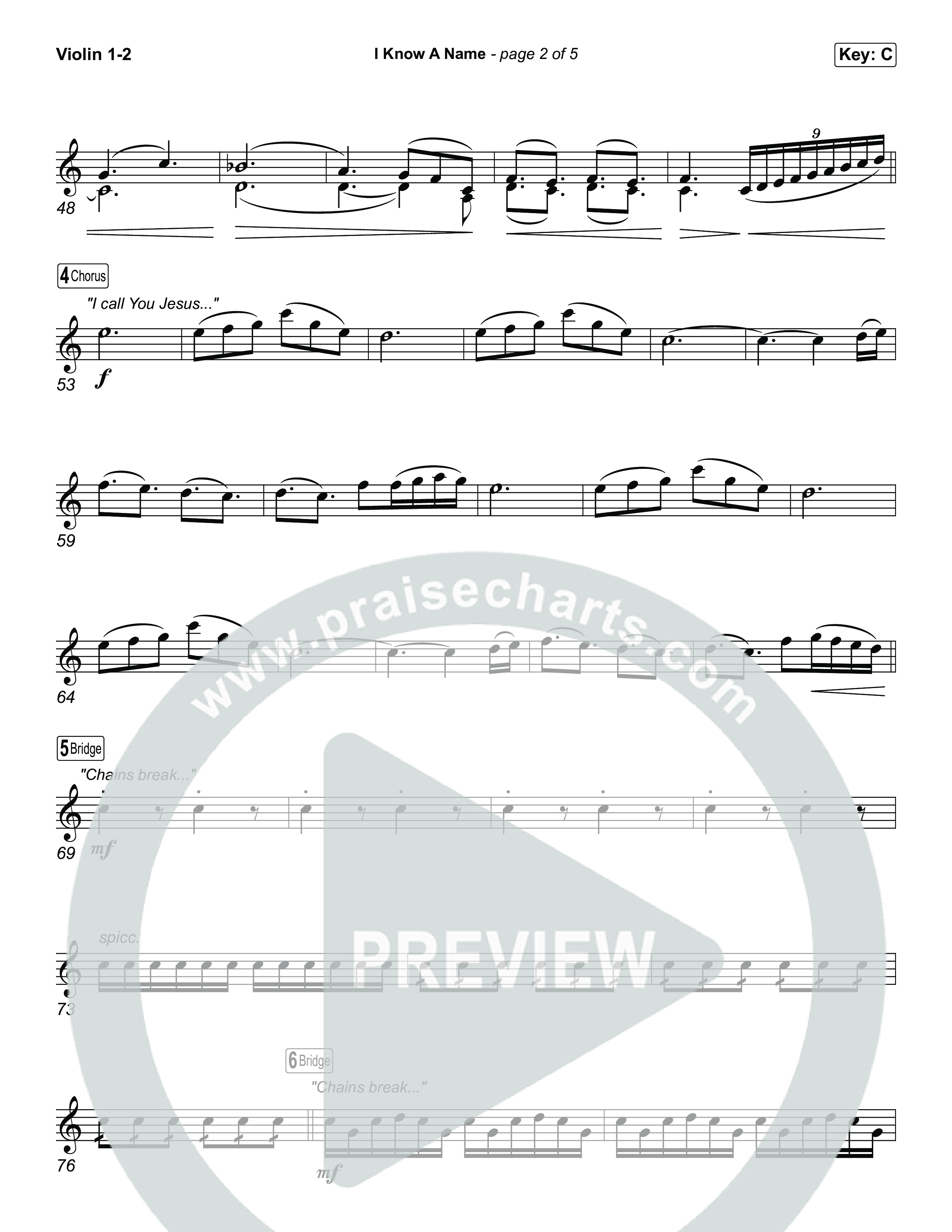 I Know A Name (Choral/SATB) Violin 1,2 (Travis Cottrell / Arr. Mason Brown)