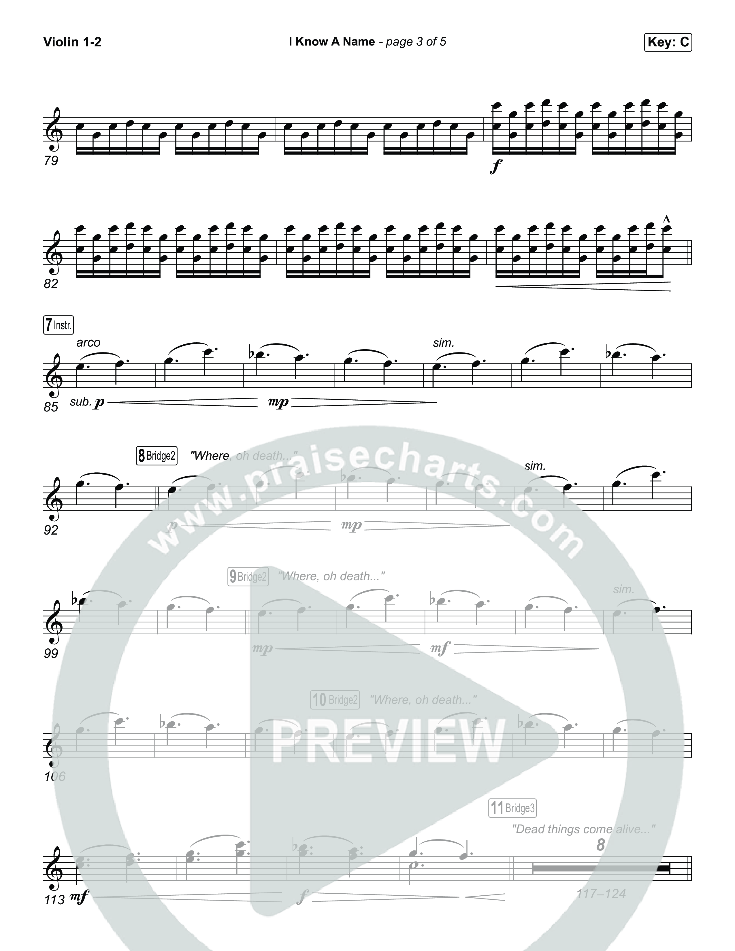 I Know A Name (Choral/SATB) Violin 1,2 (Travis Cottrell / Arr. Mason Brown)