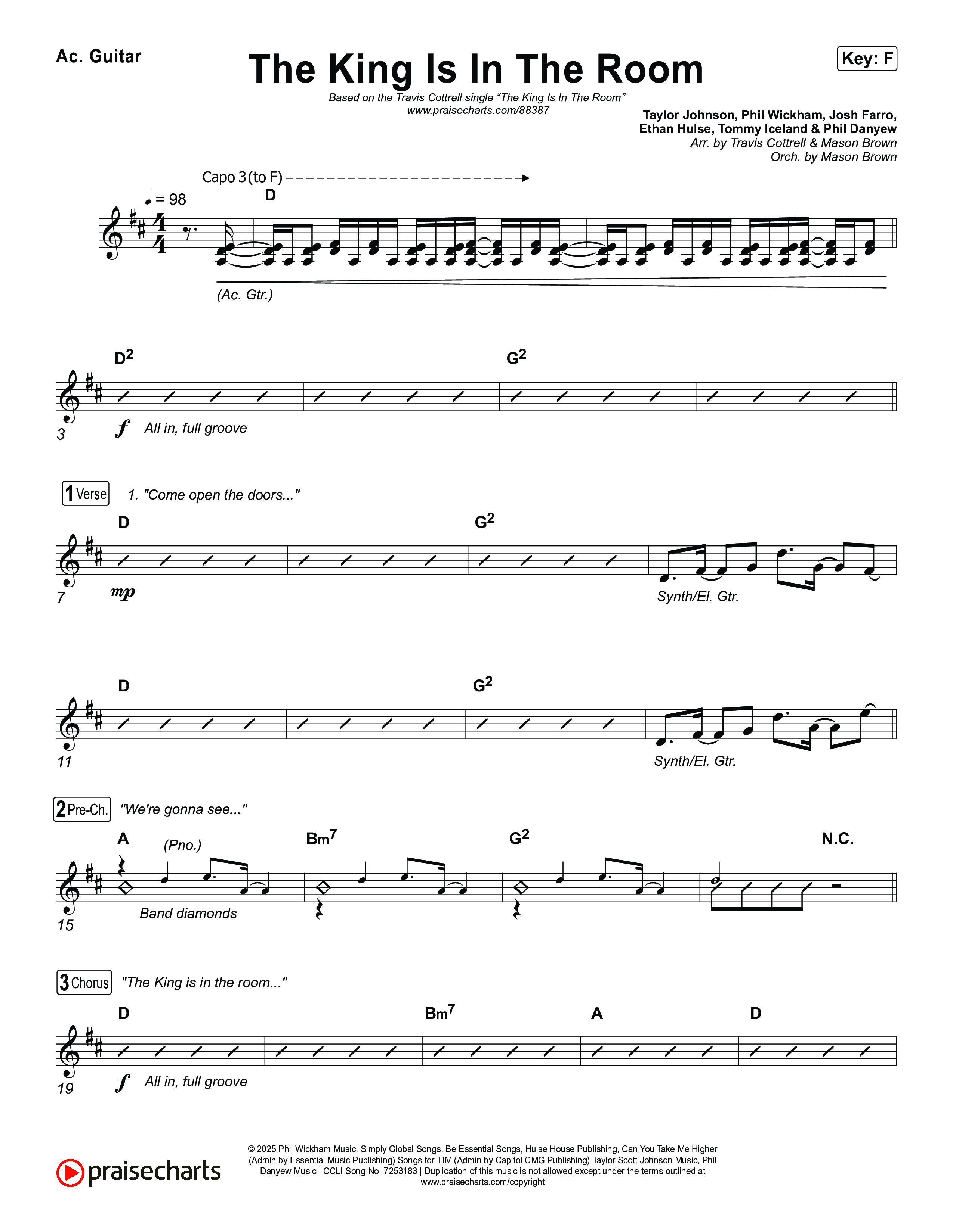 The King Is In The Room (Choral/SATB) Acoustic Guitar (Travis Cottrell / Arr. Mason Brown)