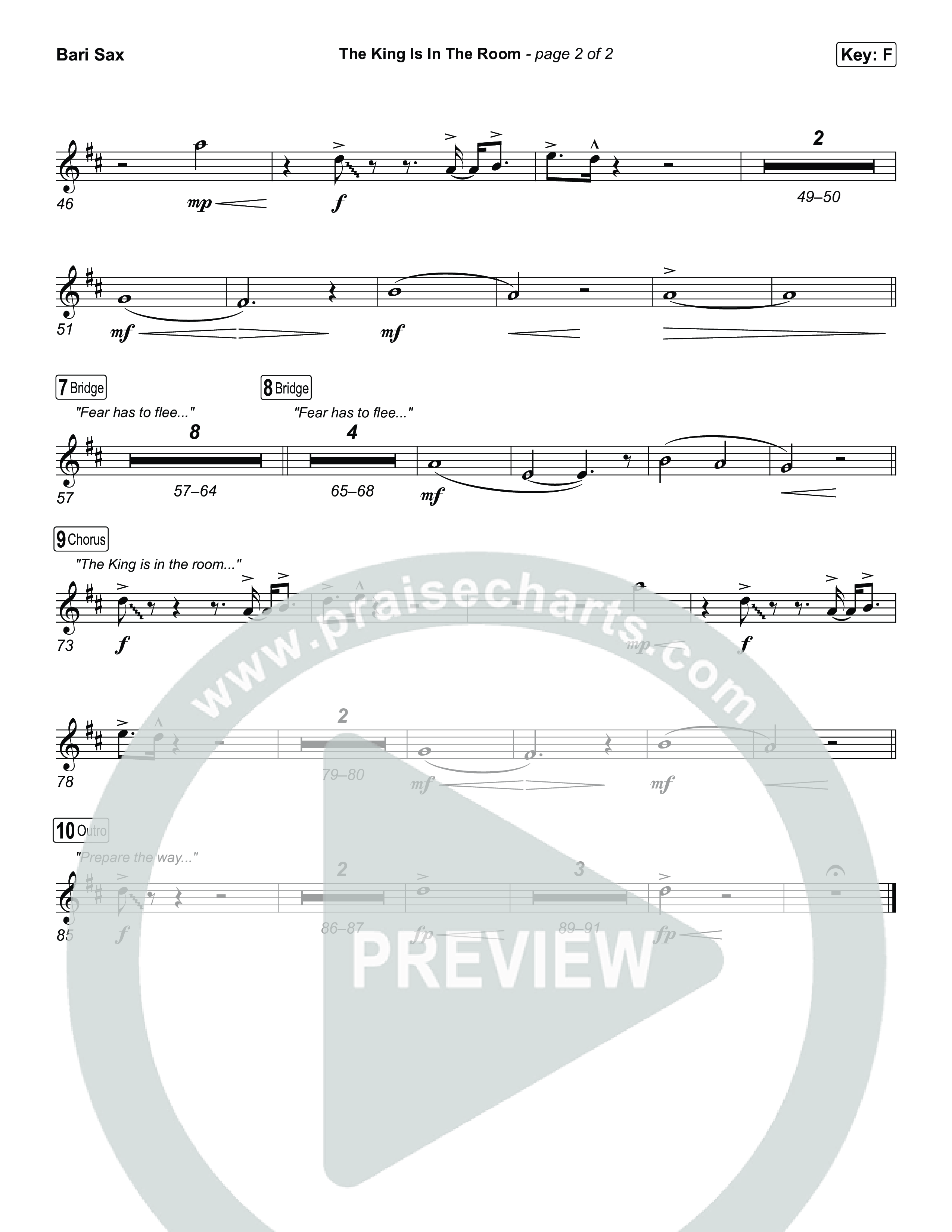 The King Is In The Room (Choral/SATB) Bari Sax (Travis Cottrell / Arr. Mason Brown)