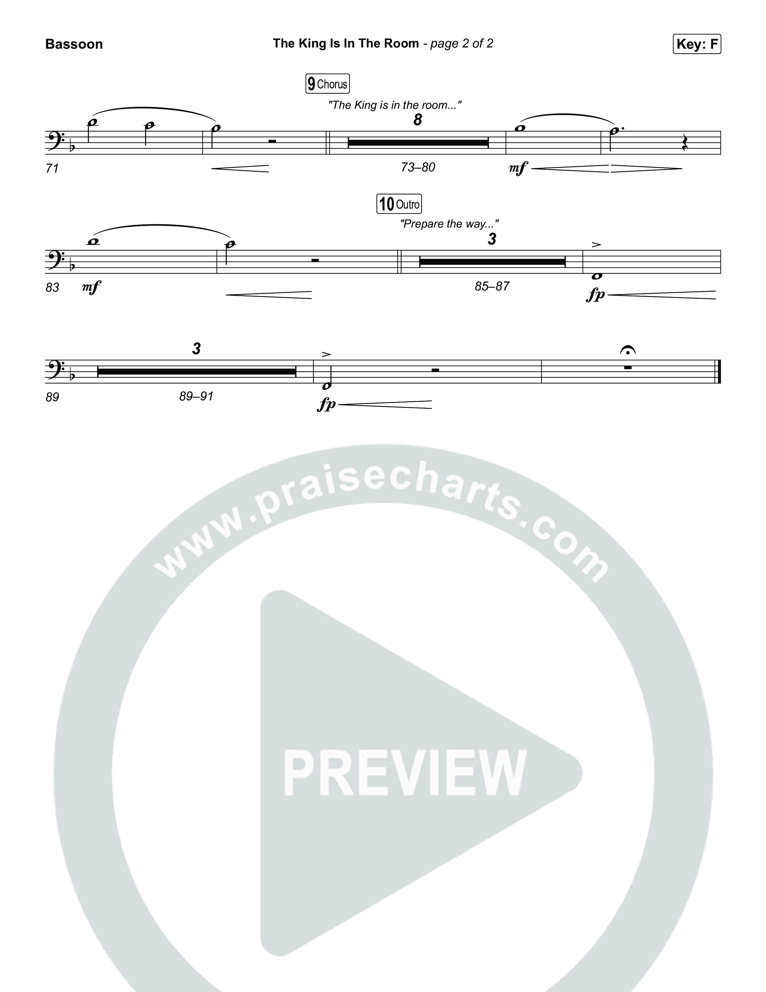 The King Is In The Room (Choral/SATB) Bassoon (Travis Cottrell / Arr. Mason Brown)