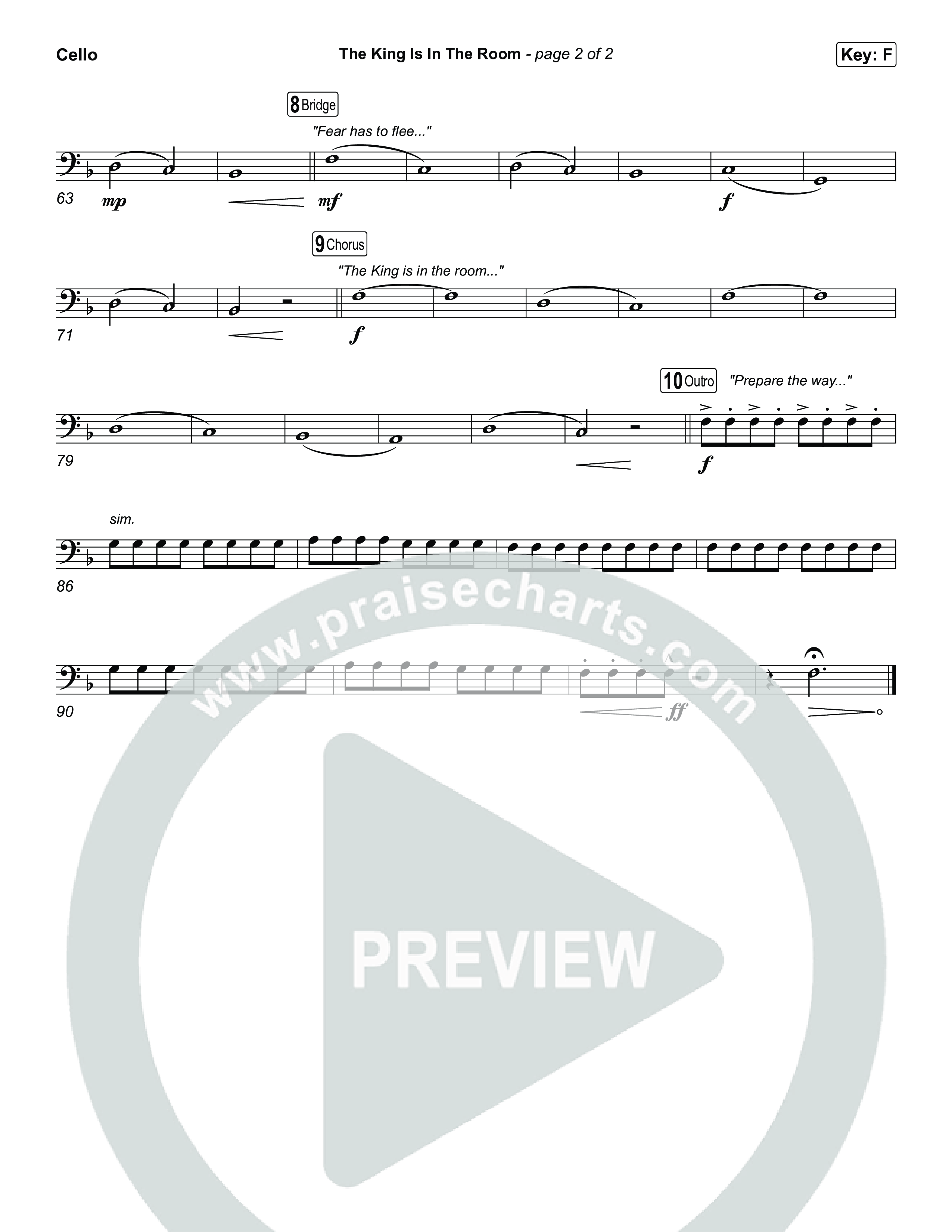 The King Is In The Room (Choral/SATB) Cello (Travis Cottrell / Arr. Mason Brown)
