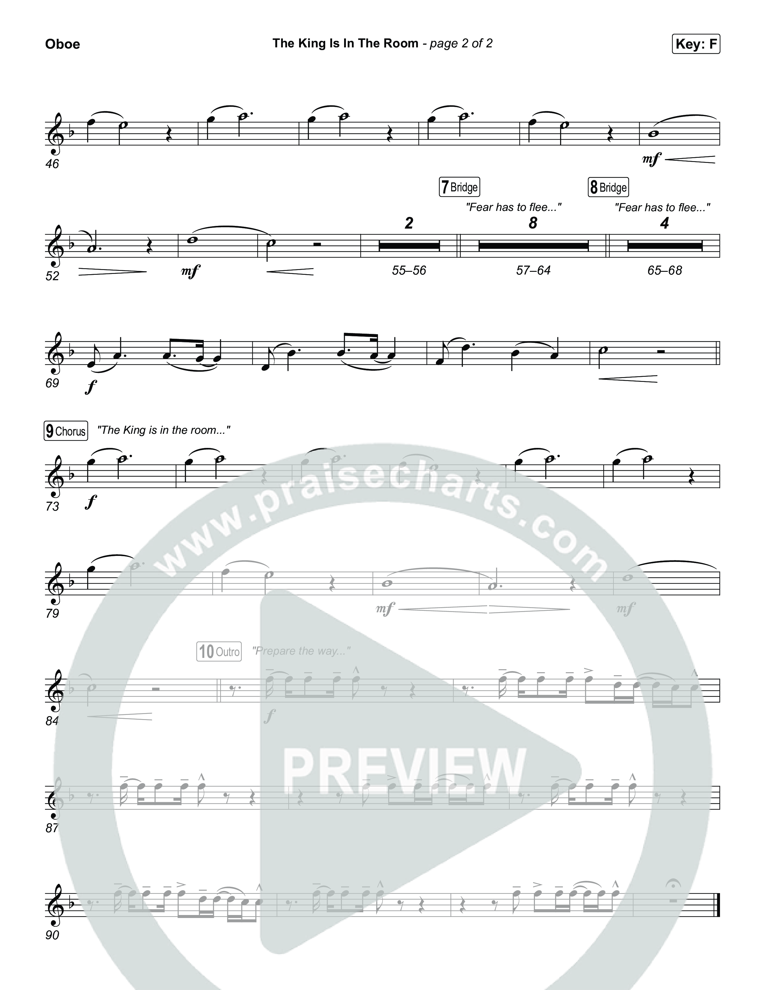 The King Is In The Room (Choral/SATB) Oboe (Travis Cottrell / Arr. Mason Brown)