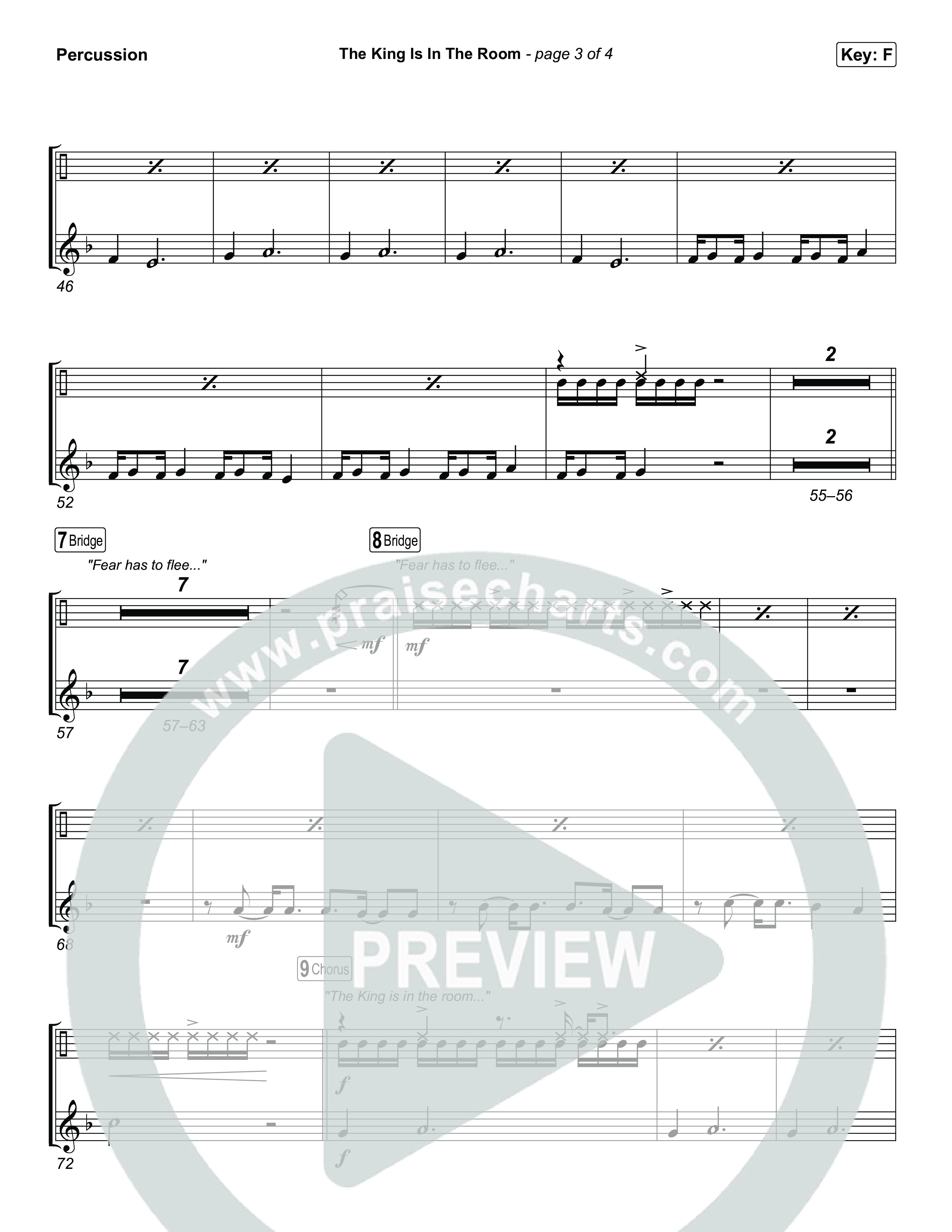 The King Is In The Room (Choral/SATB) Percussion (Travis Cottrell / Arr. Mason Brown)