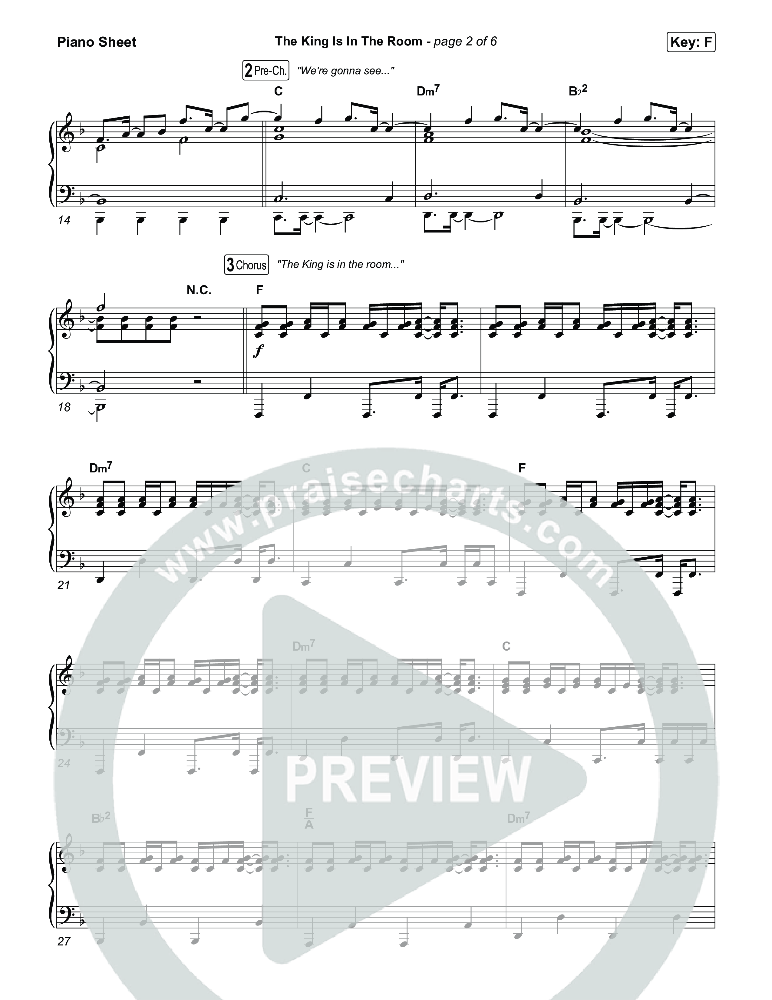 The King Is In The Room (Choral/SATB) Piano Sheet (Travis Cottrell / Arr. Mason Brown)