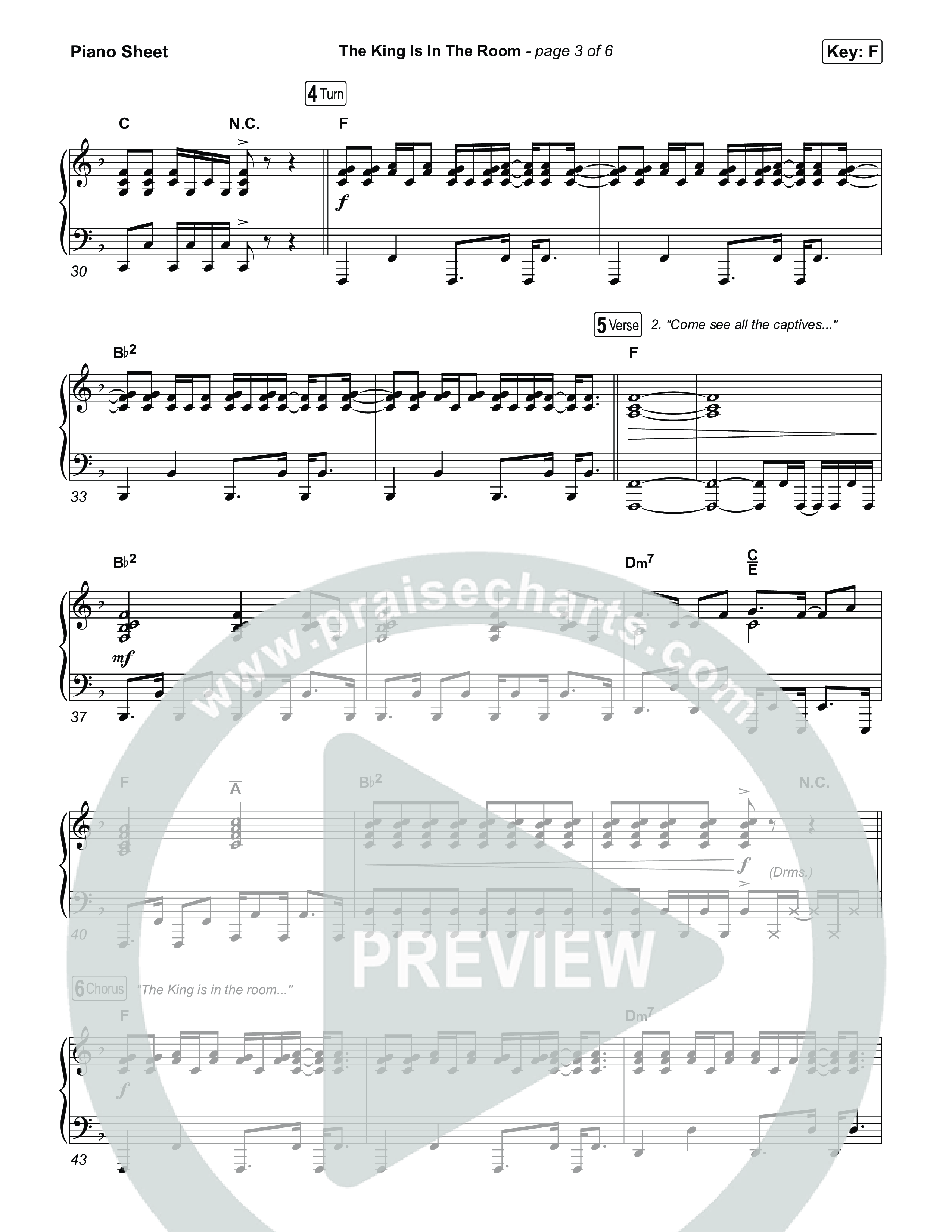 The King Is In The Room (Choral/SATB) Piano Sheet (Travis Cottrell / Arr. Mason Brown)