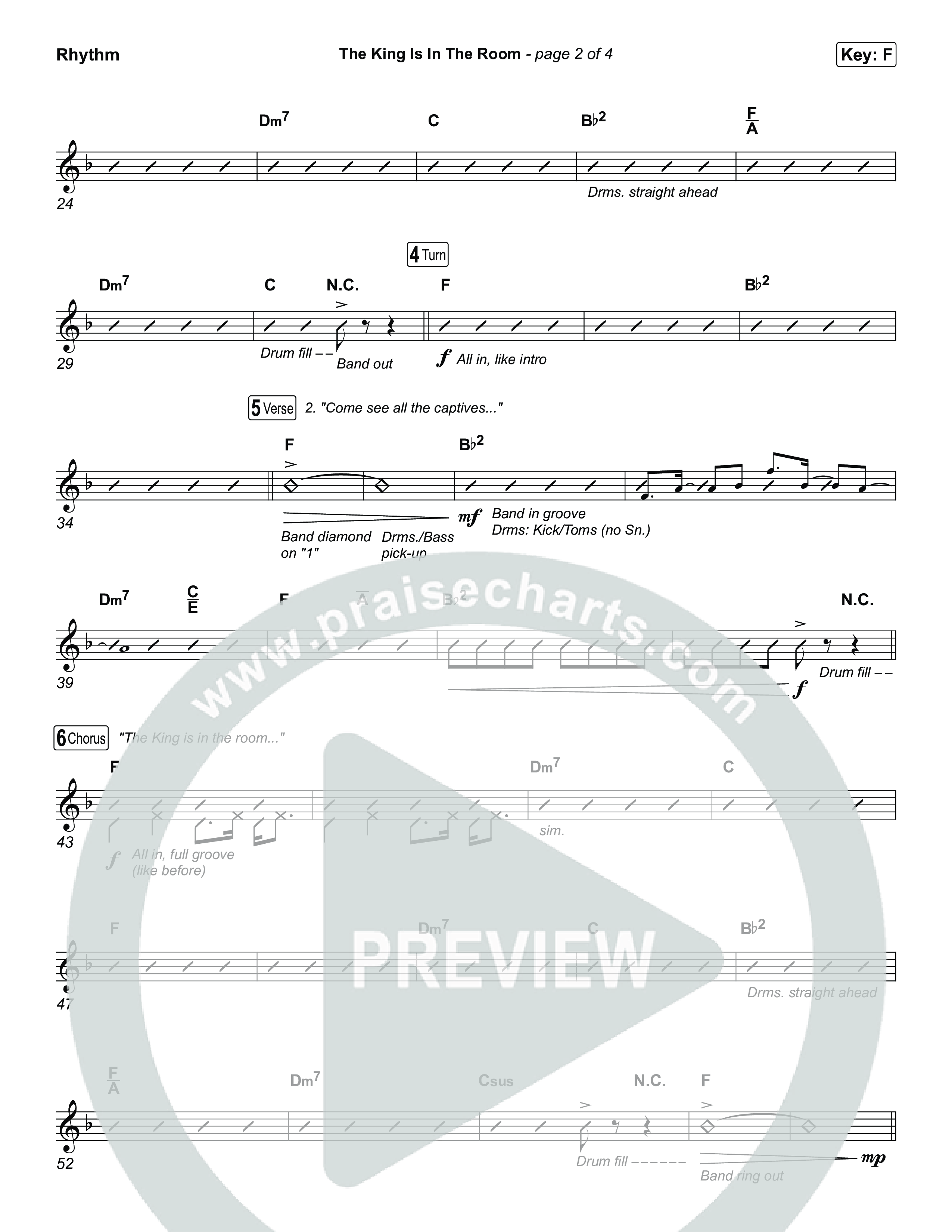 The King Is In The Room (Choral/SATB) Rhythm Chart (Travis Cottrell / Arr. Mason Brown)