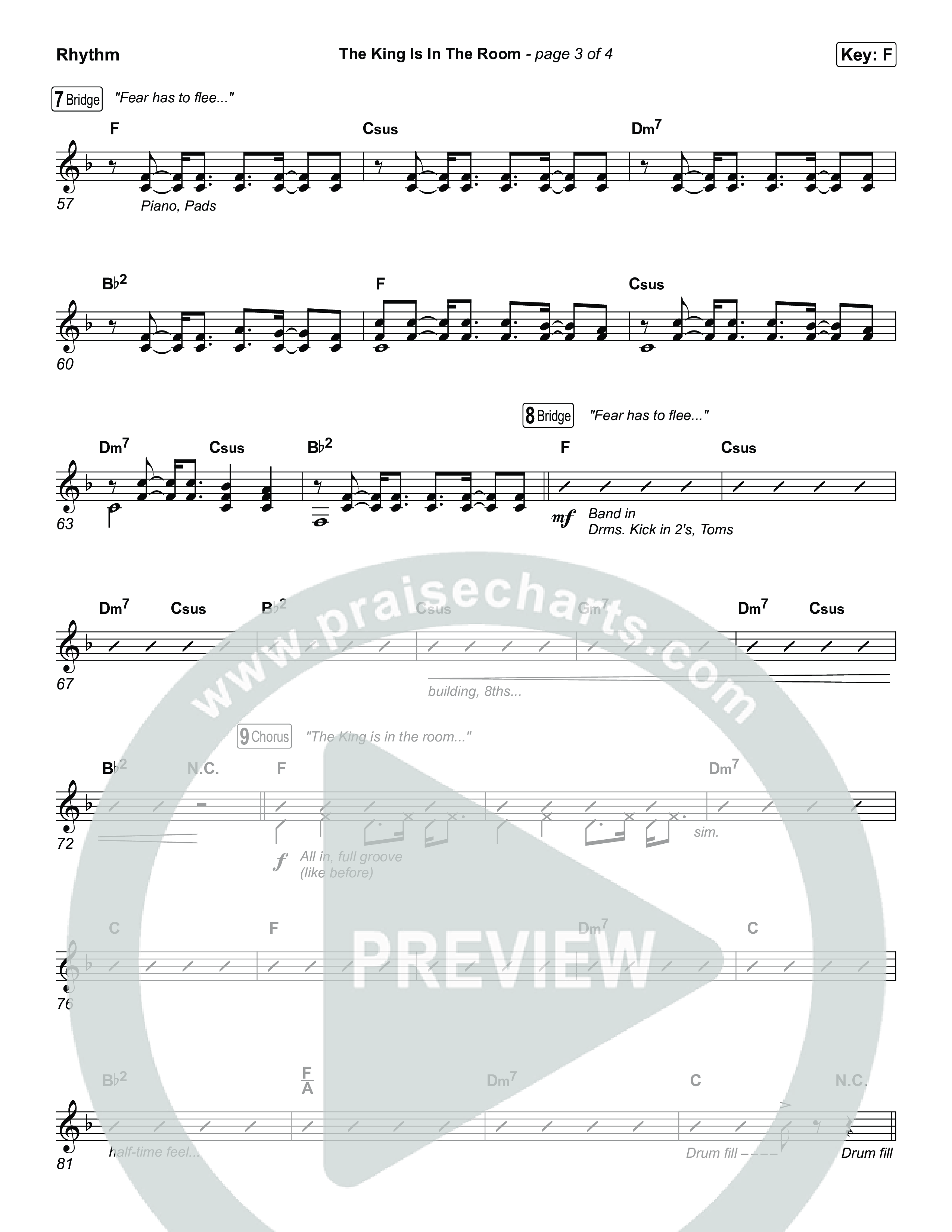 The King Is In The Room (Choral/SATB) Rhythm Chart (Travis Cottrell / Arr. Mason Brown)