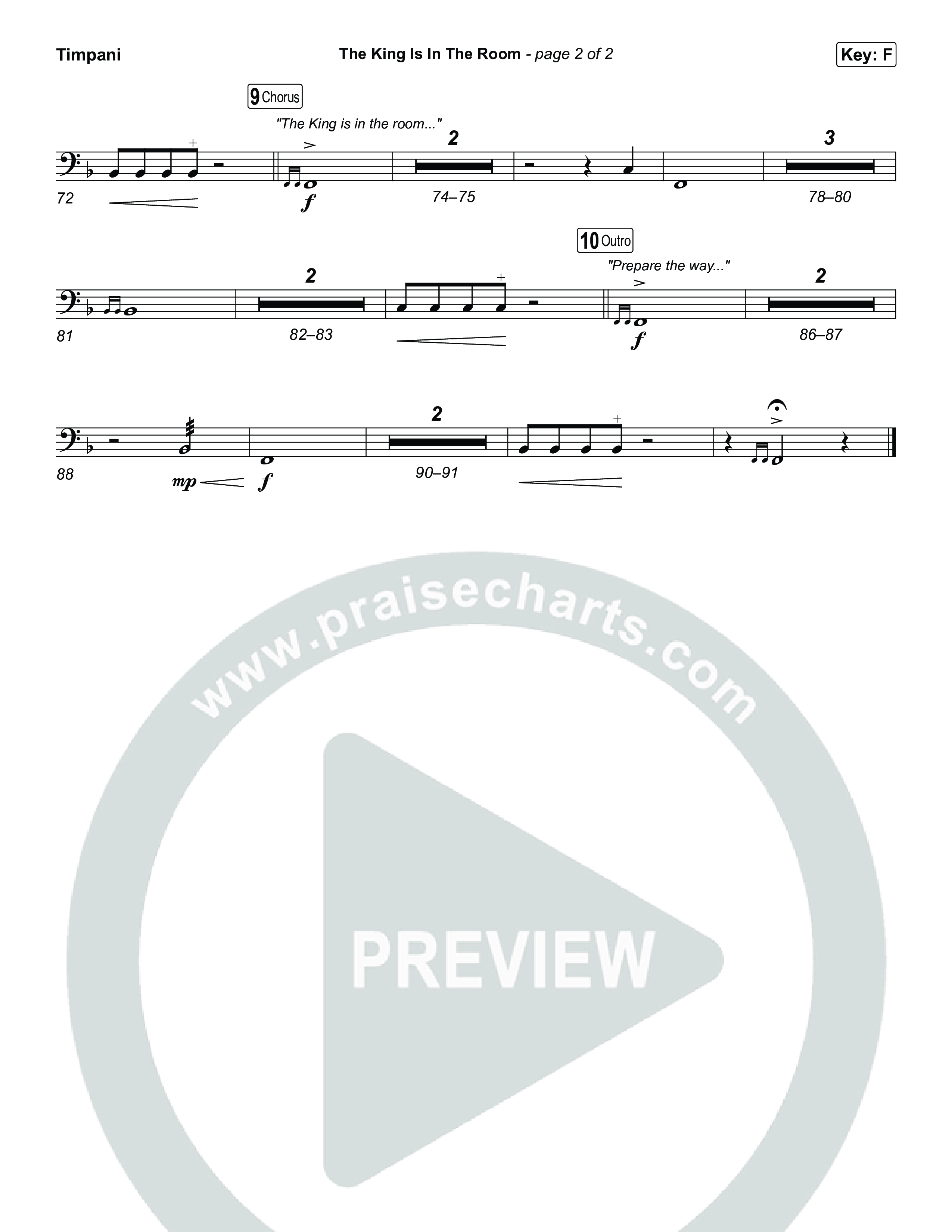 The King Is In The Room (Choral/SATB) Timpani (Travis Cottrell / Arr. Mason Brown)