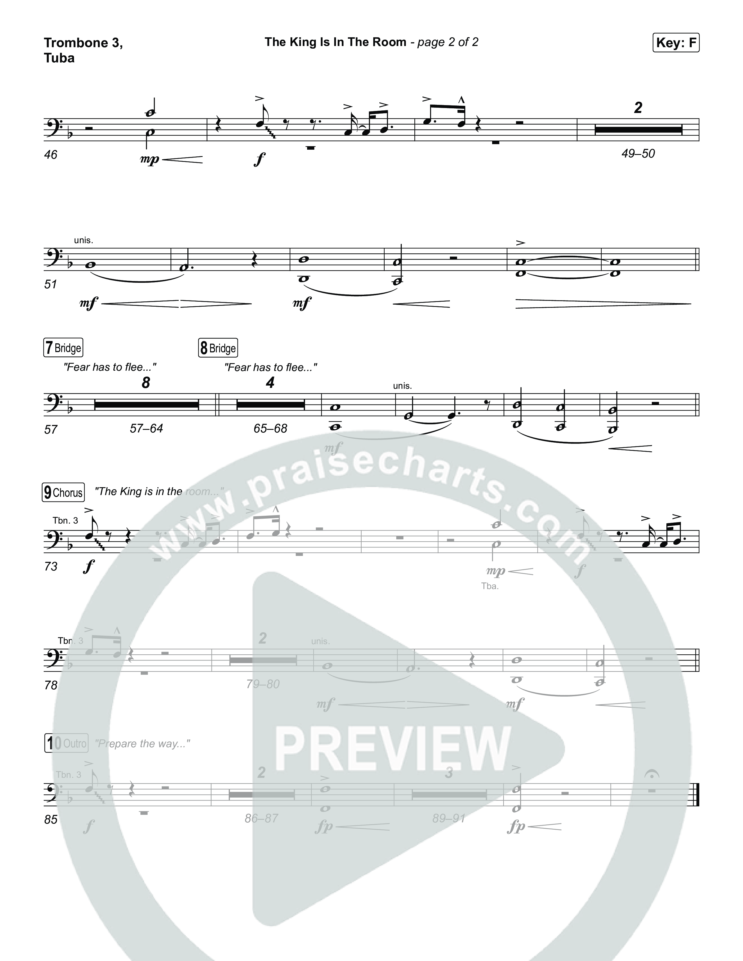 The King Is In The Room (Choral/SATB) Trombone 3/Tuba (Travis Cottrell / Arr. Mason Brown)