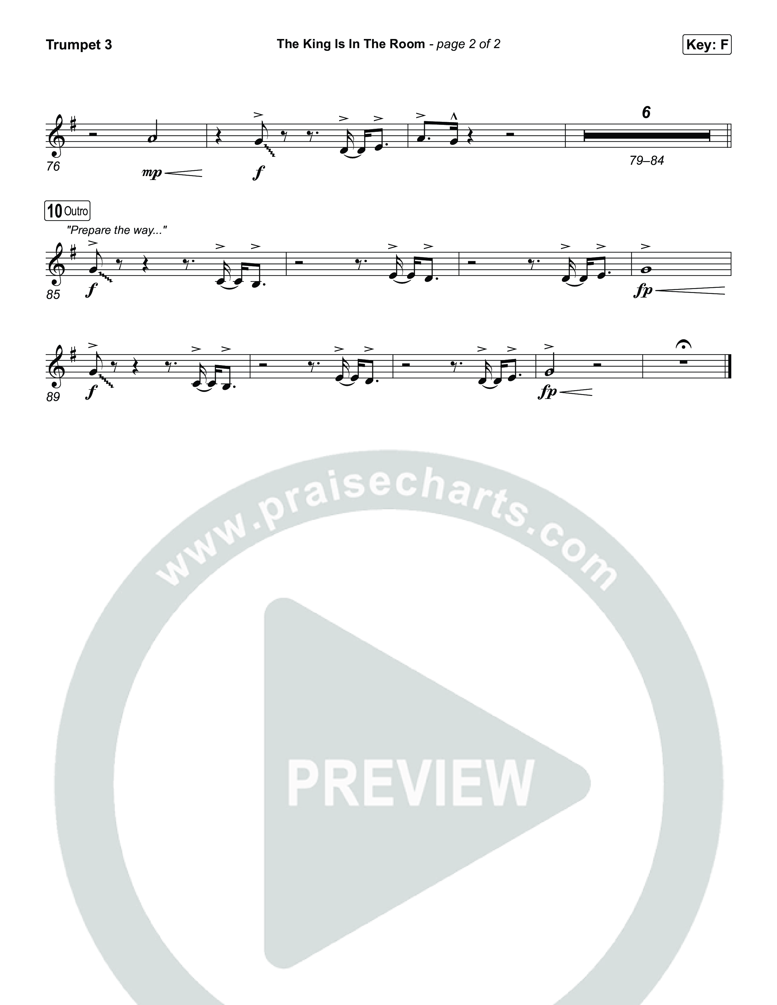 The King Is In The Room (Choral/SATB) Trumpet 3 (Travis Cottrell / Arr. Mason Brown)